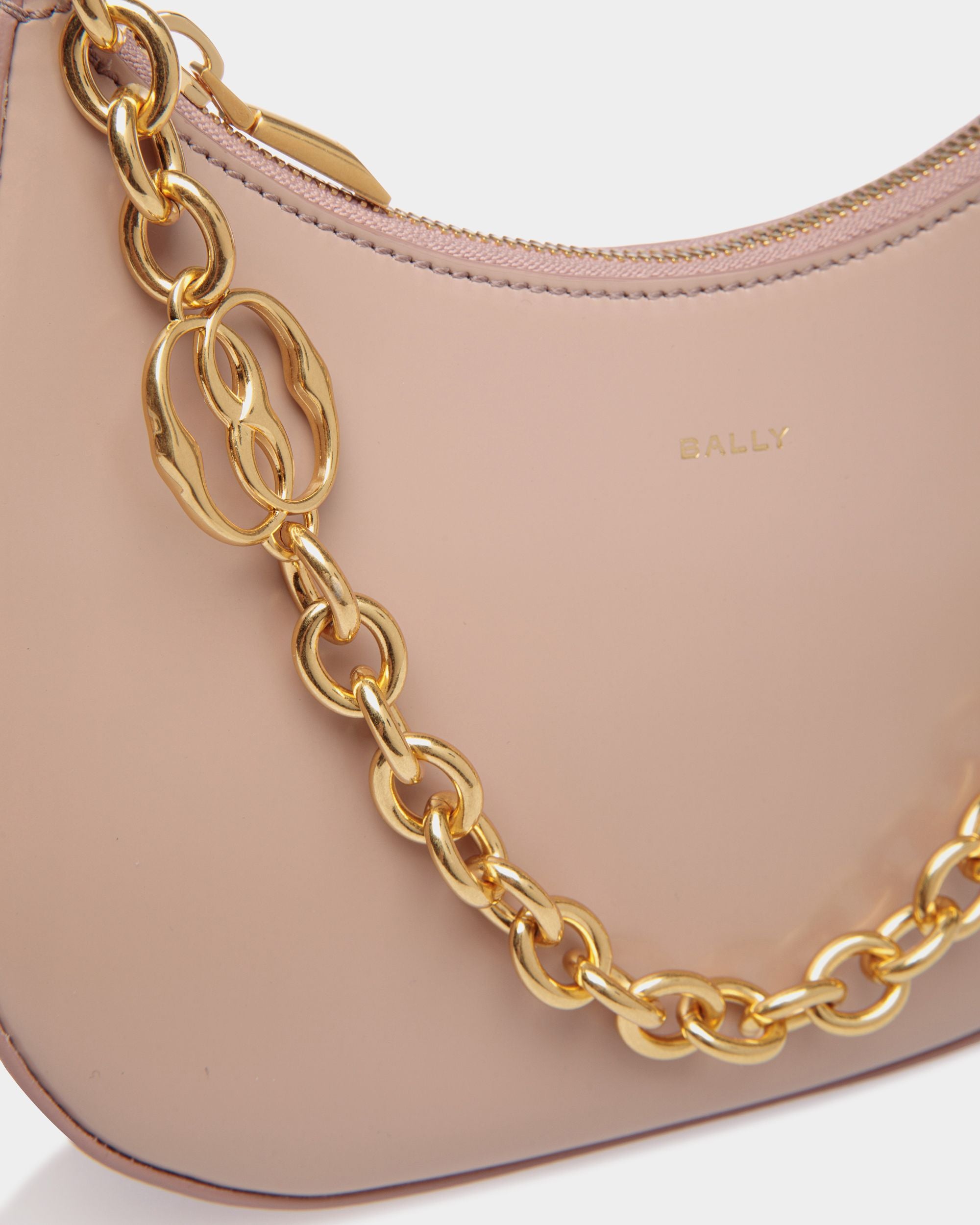 Emblem Mini Crossbody Bag In Light Beige Brushed Leather - Women's - Bally - 04