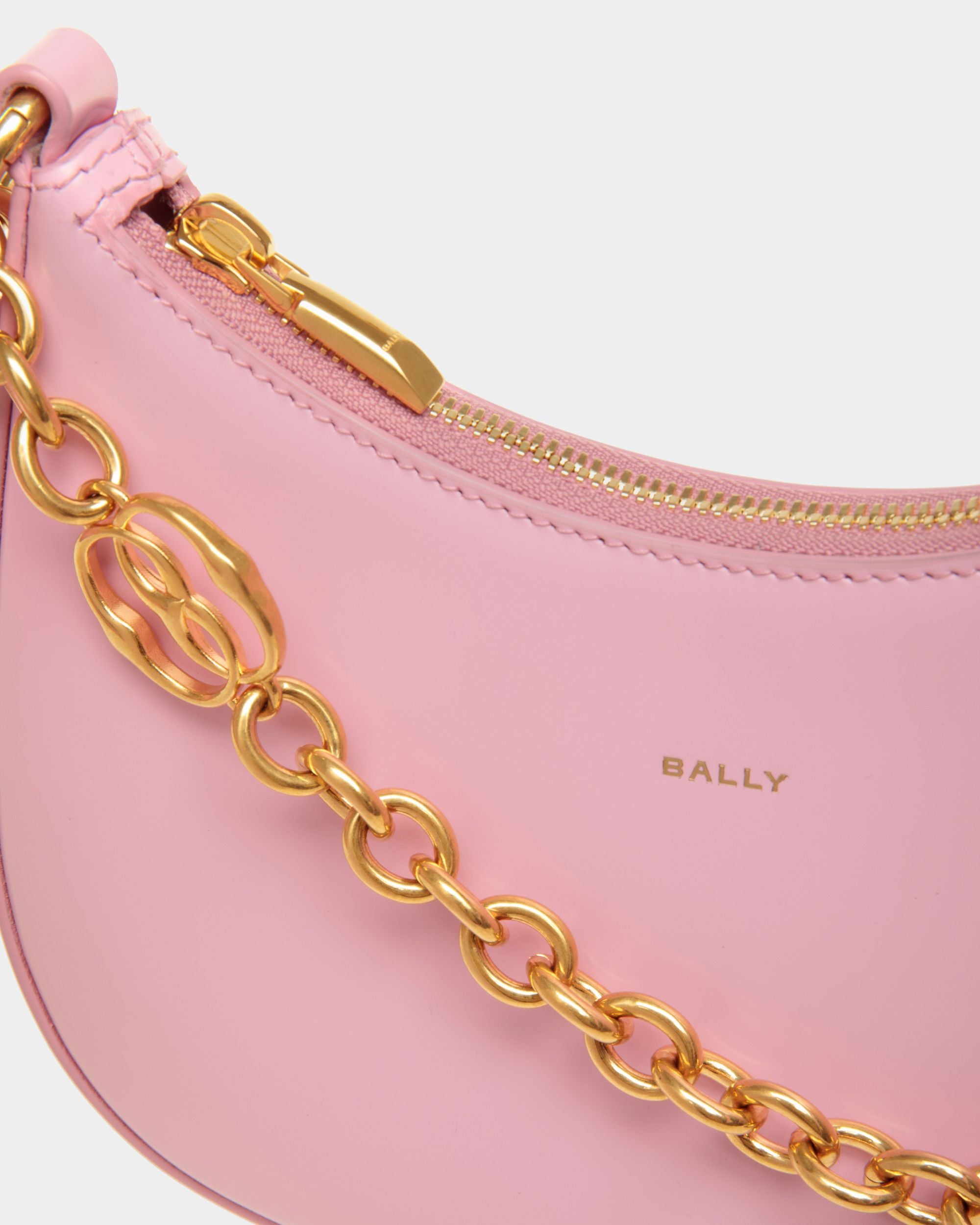 Borsa A Tracolla Mini Emblem In Pelle Spazzolata Rosa - Donna - Bally - 05