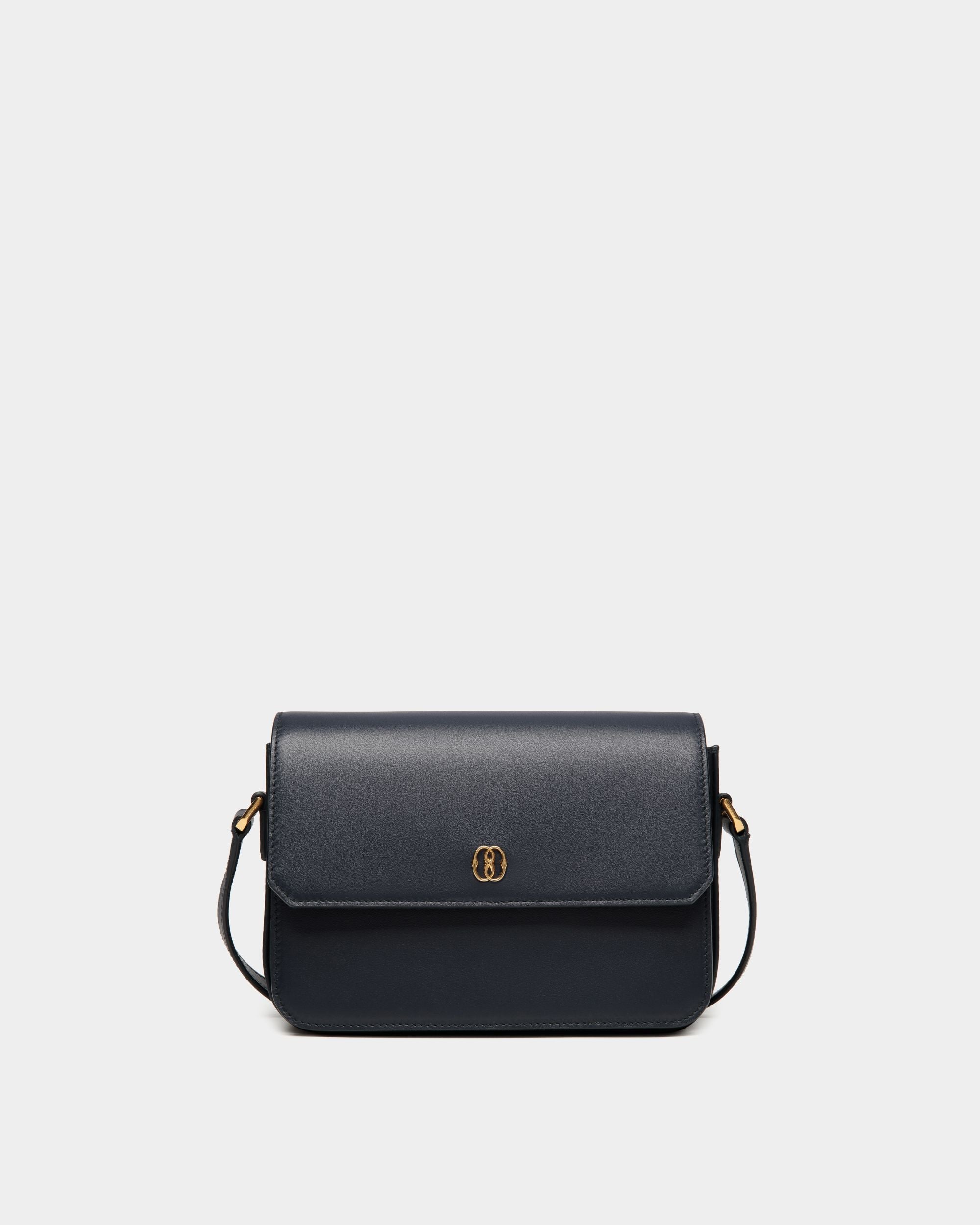 Petit Sac À Bandoulière Emblem En Cuir Navy Blue - Femme - Bally - 01