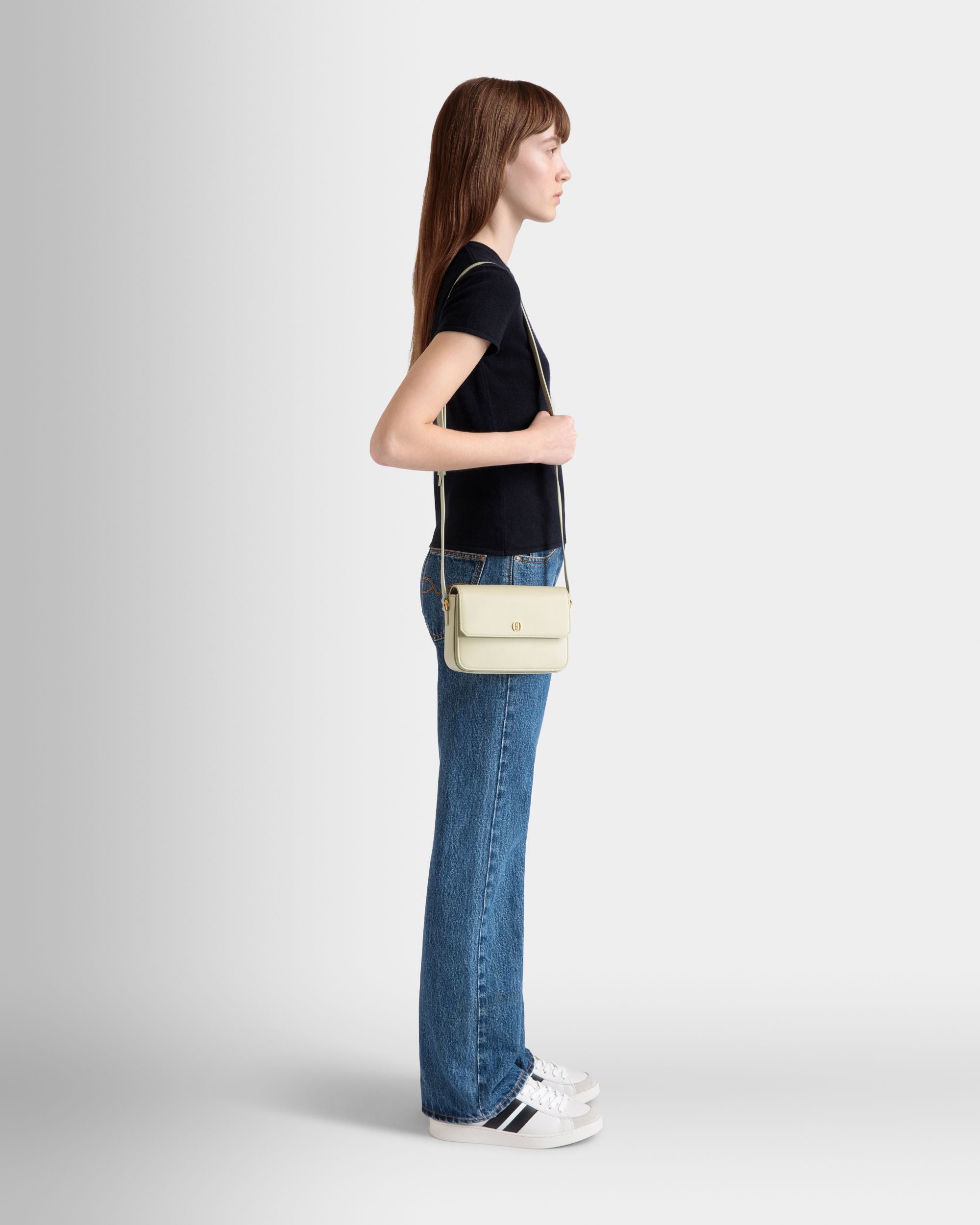 Petit Sac À Bandoulière Emblem En Cuir Light Green - Femme - Bally - 02