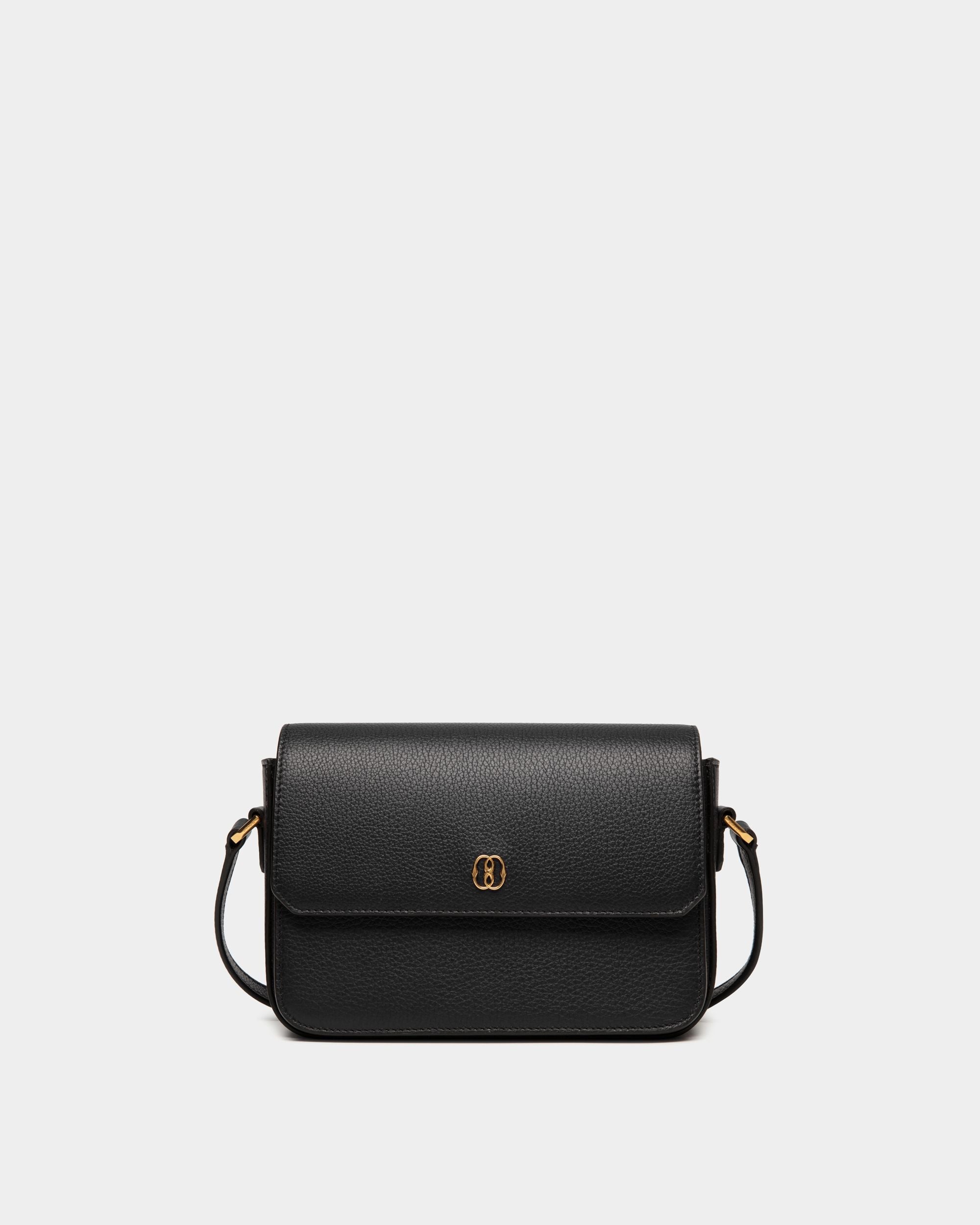 Petit Sac À Bandoulière Emblem En Cuir Grainé Noir - Femme - Bally - 01