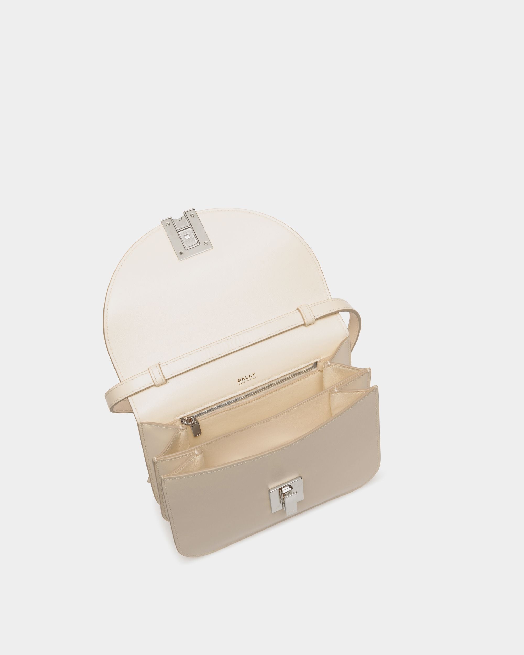 Ollam Crossbody Bag in White Leather - Women's - Bally - 04