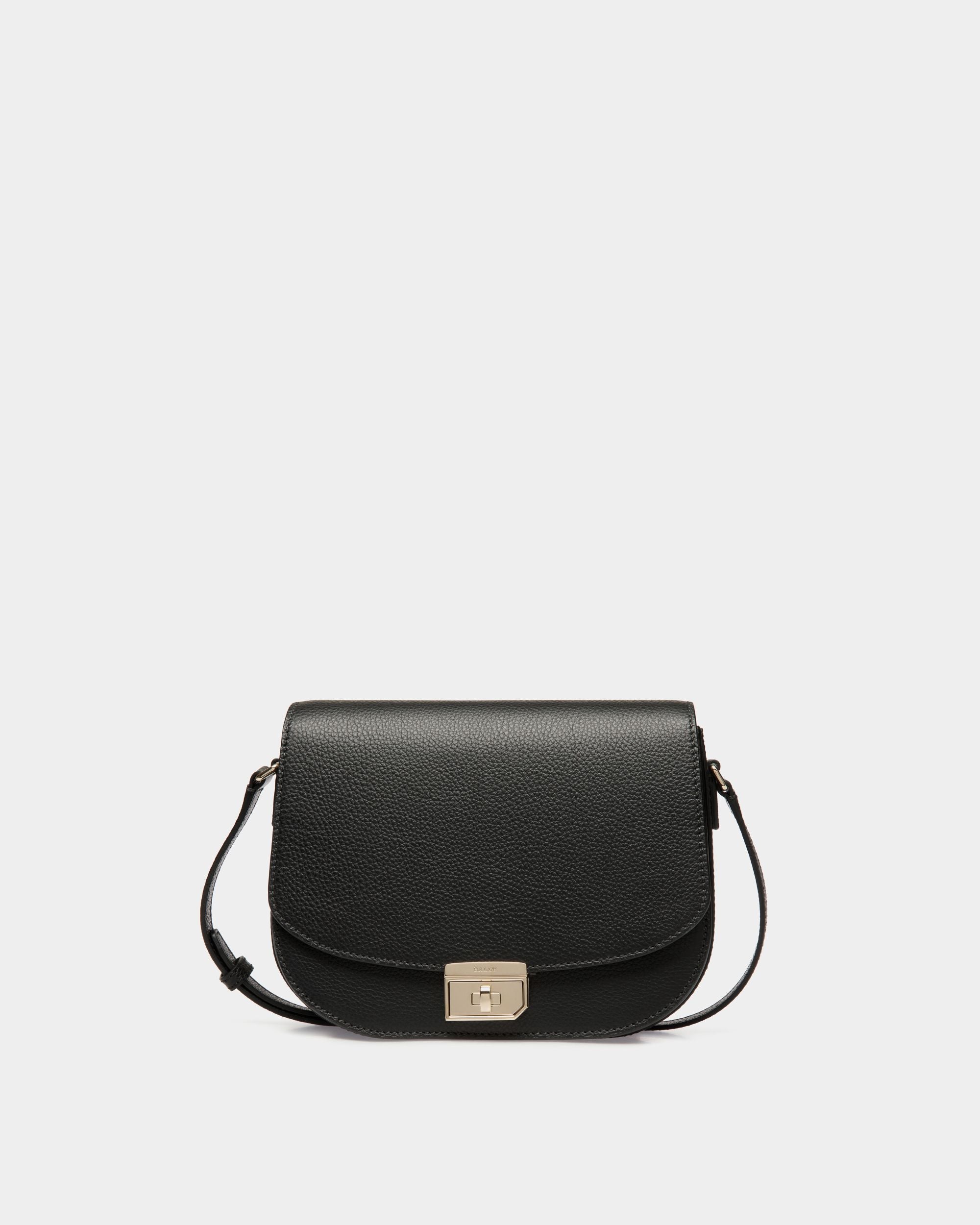 Crossbody Bag in Black Embossed Leather - Women's - Bally - 01