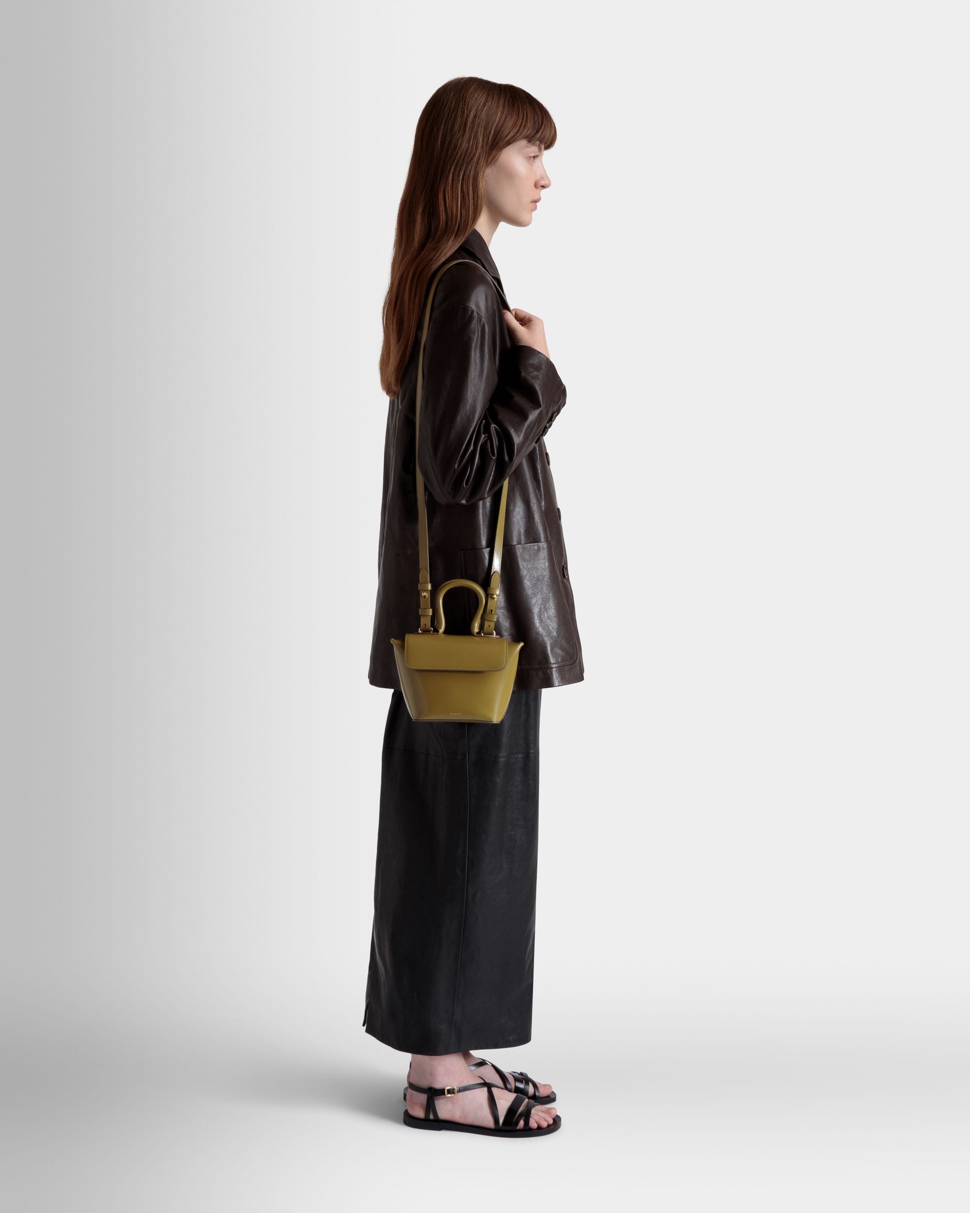 Belle Minibag In Olive Green Brushed Leather - Women's - Bally - 02