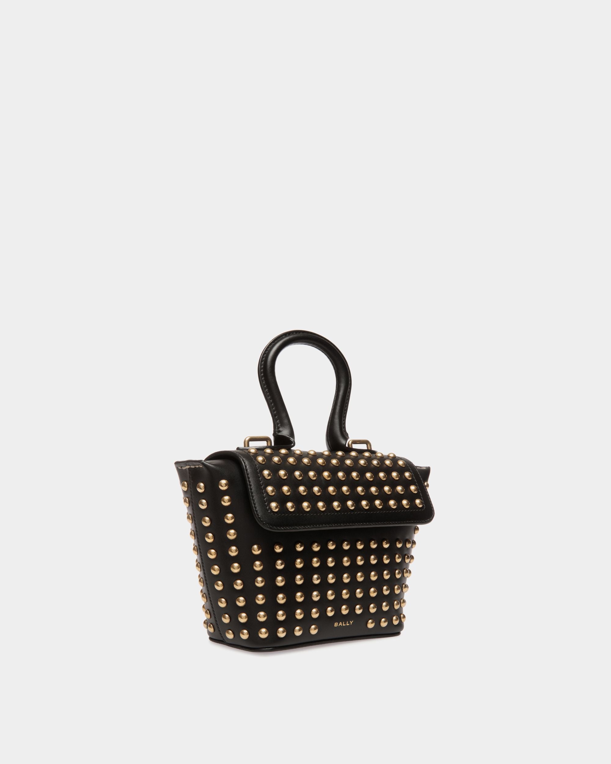 Borsa Mini Belle In Pelle Nera Con Borchie - Donna - Bally - 04