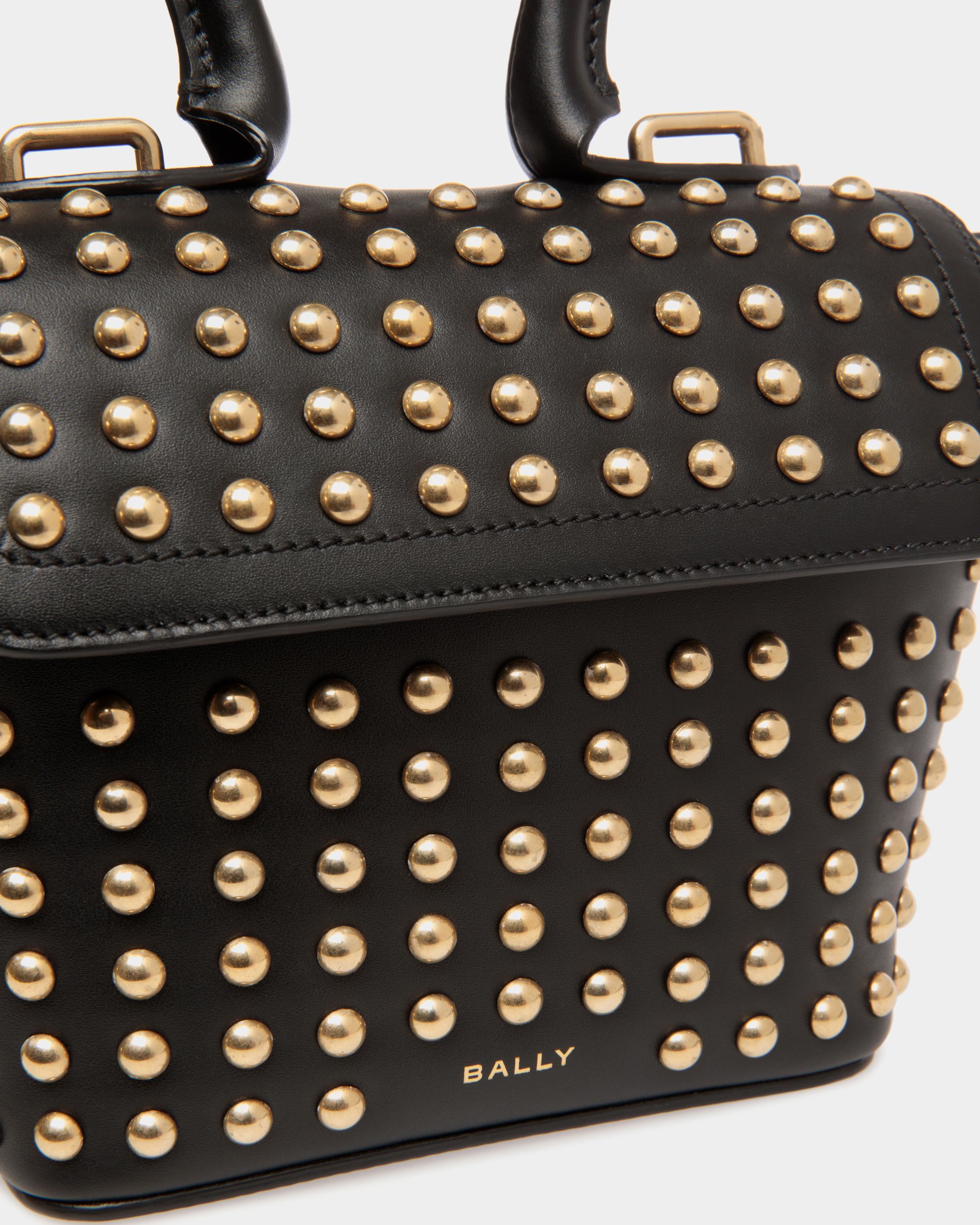 Belle Minitasche Aus Schwarzem Leder Mit Nieten - Damen - Bally - 06