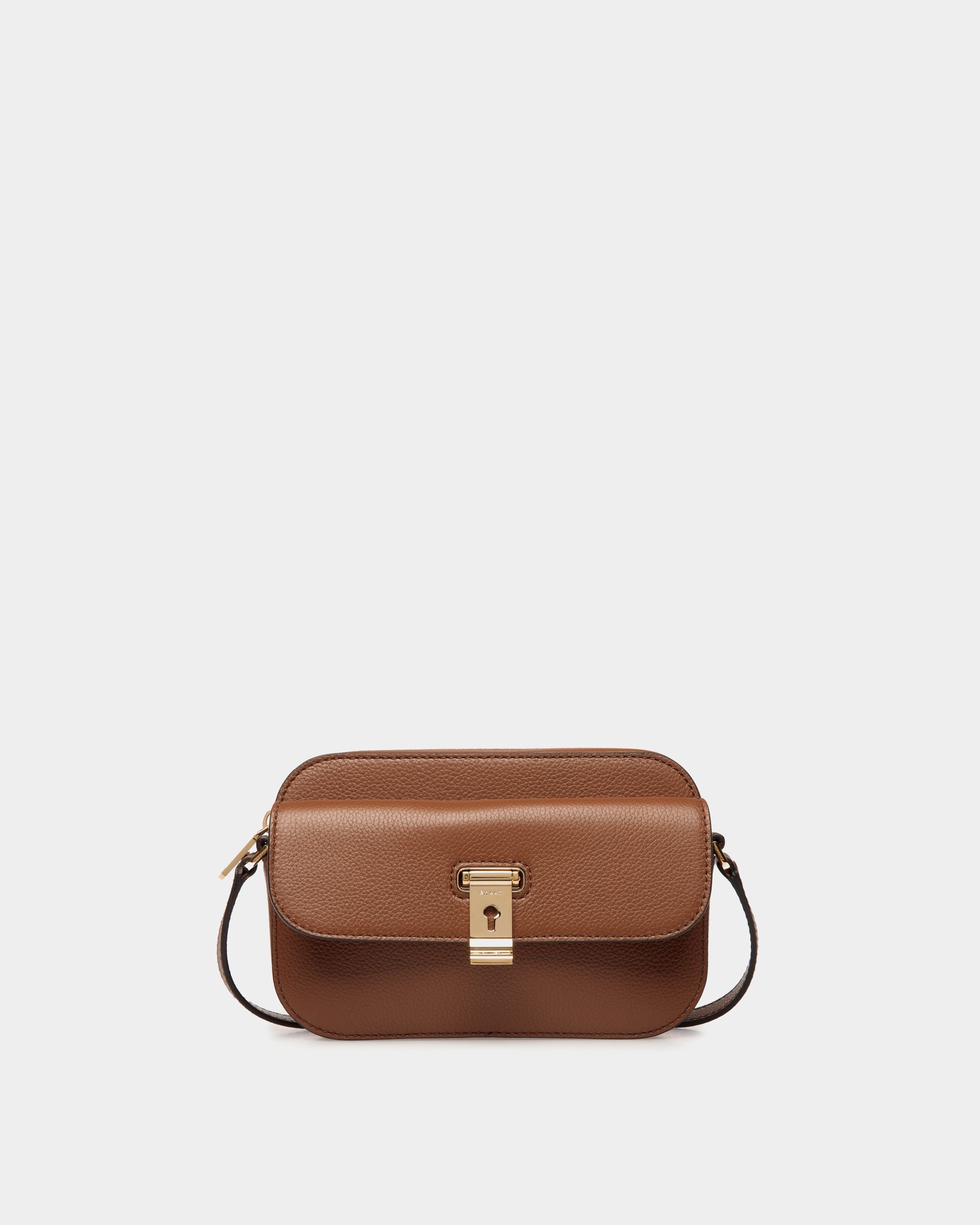 Kleine Lock Me Umhängetasche Für Damen Aus Genarbtem Leder In Braun - Women's - Bally - 01