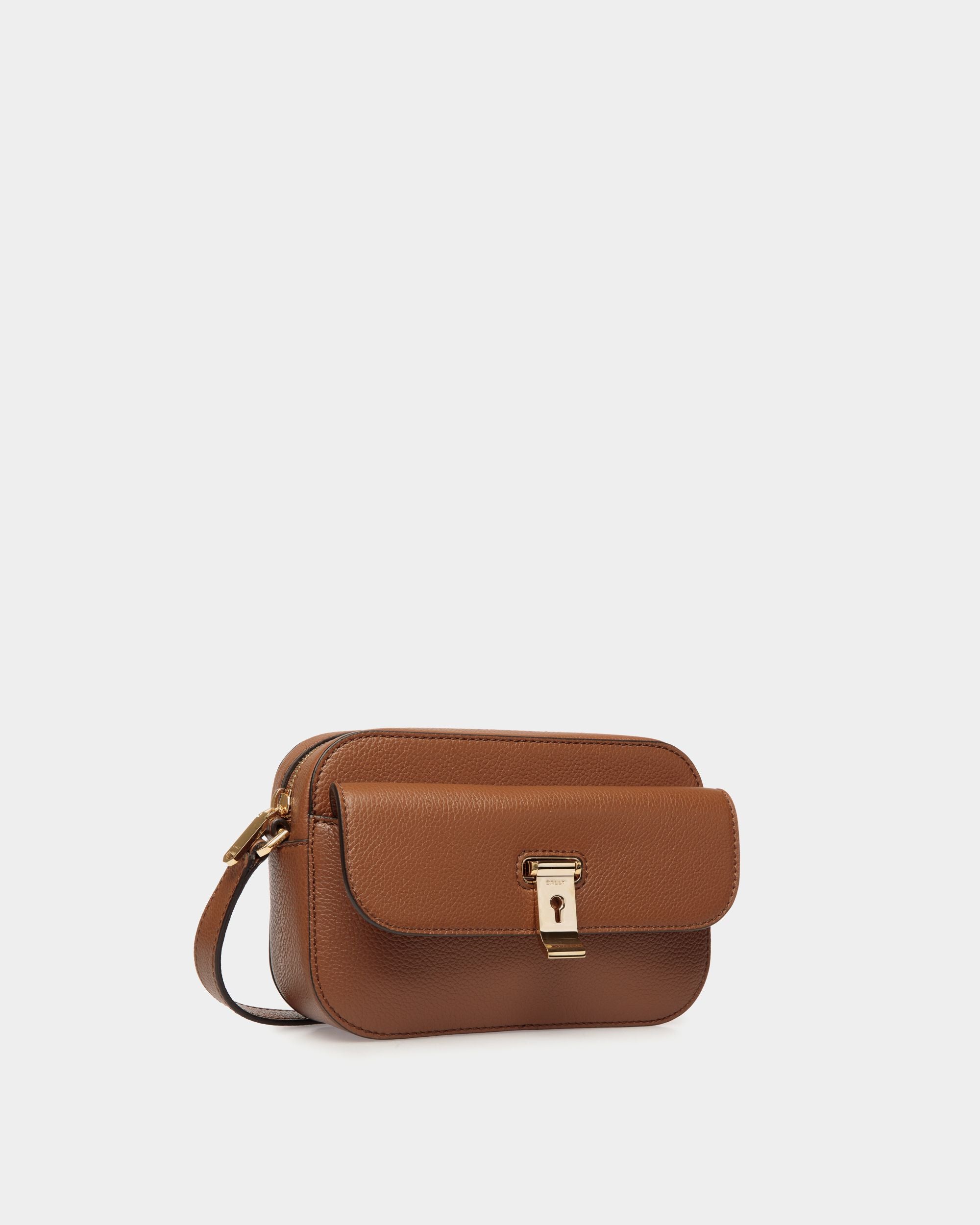Kleine Lock Me Umhängetasche Für Damen Aus Genarbtem Leder In Braun - Women's - Bally - 04