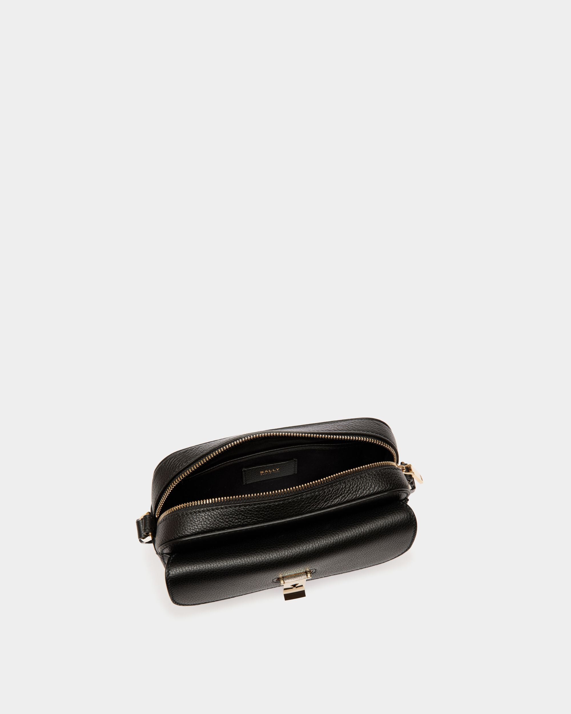 Borsa A Tracolla Piccola Lock Me In Pelle Granata Nera - Donna - Bally - 05