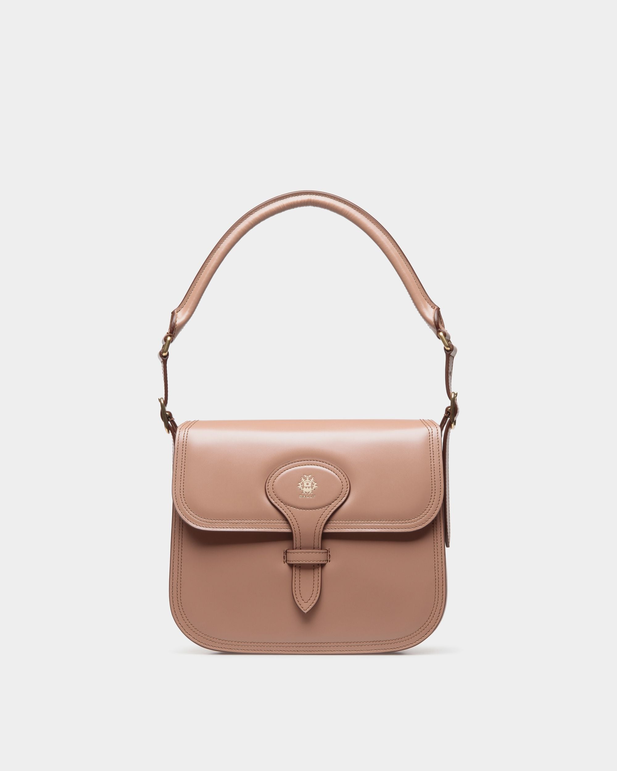 Borsa A Tracolla Beckett In Pelle Spazzolata Praline Beige - Donna - Bally - 01