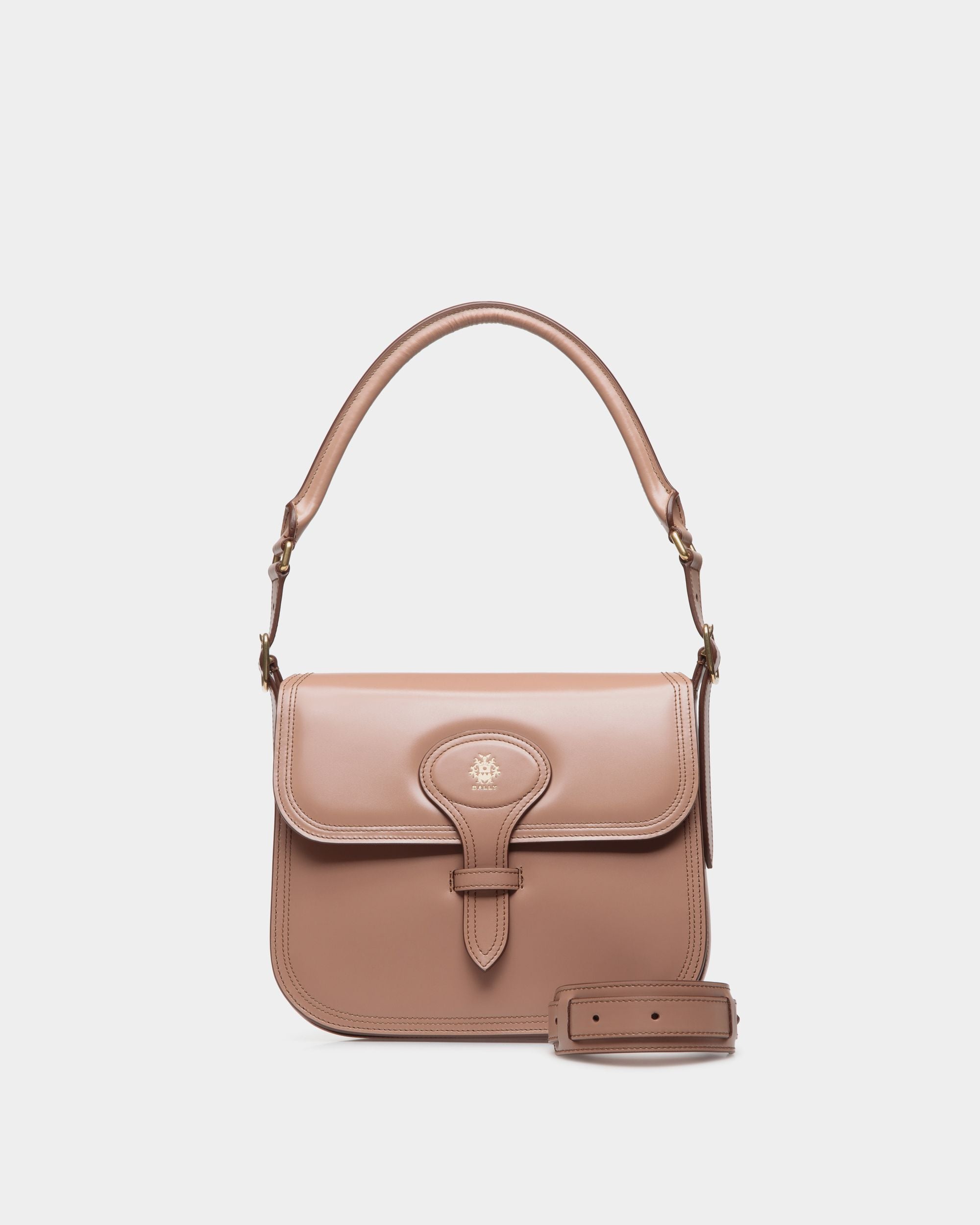 Borsa A Tracolla Beckett In Pelle Spazzolata Praline Beige - Donna - Bally - 07