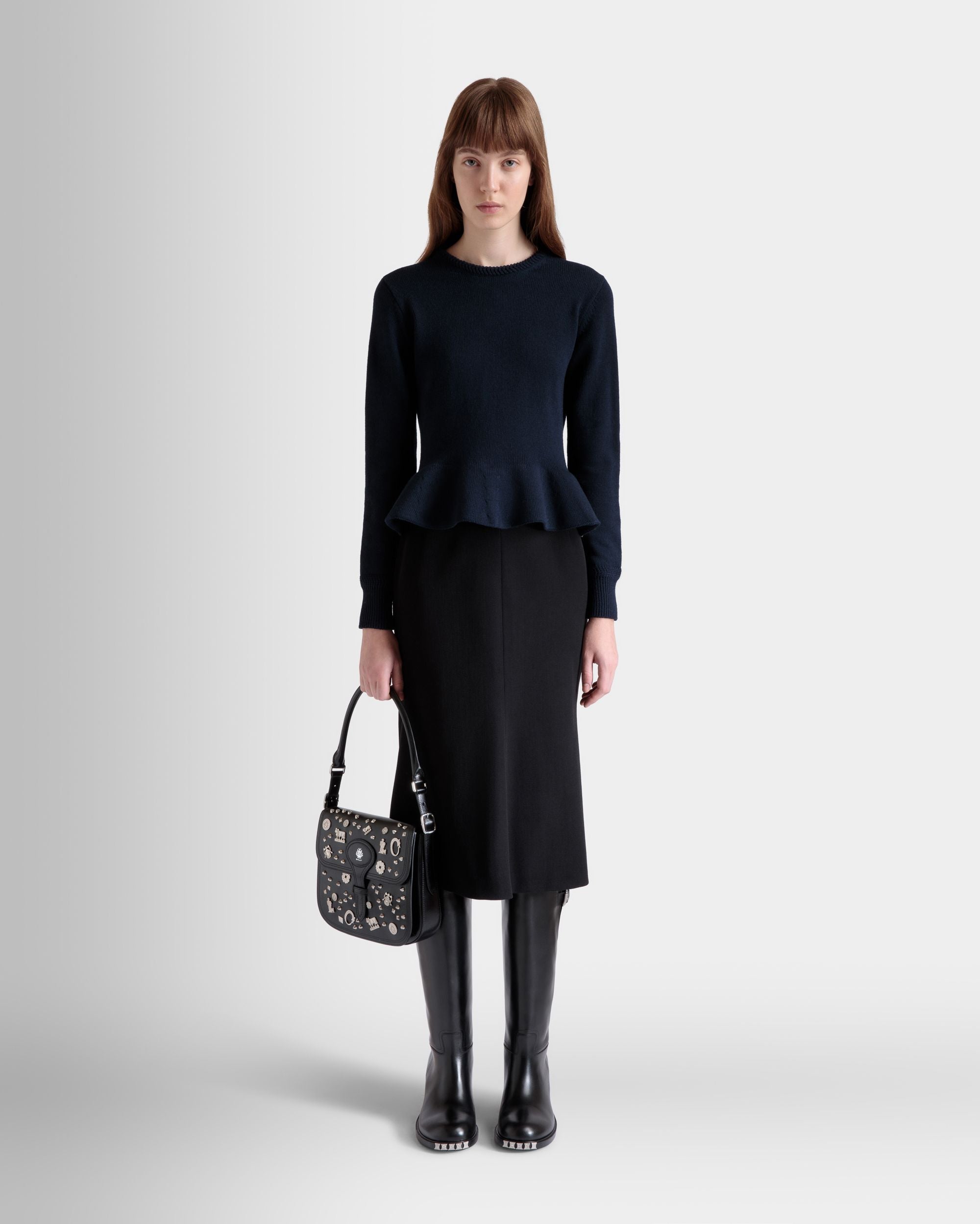 Beckett Crossbody Bag In Black Leather with Studs - Damen - Bally - 02