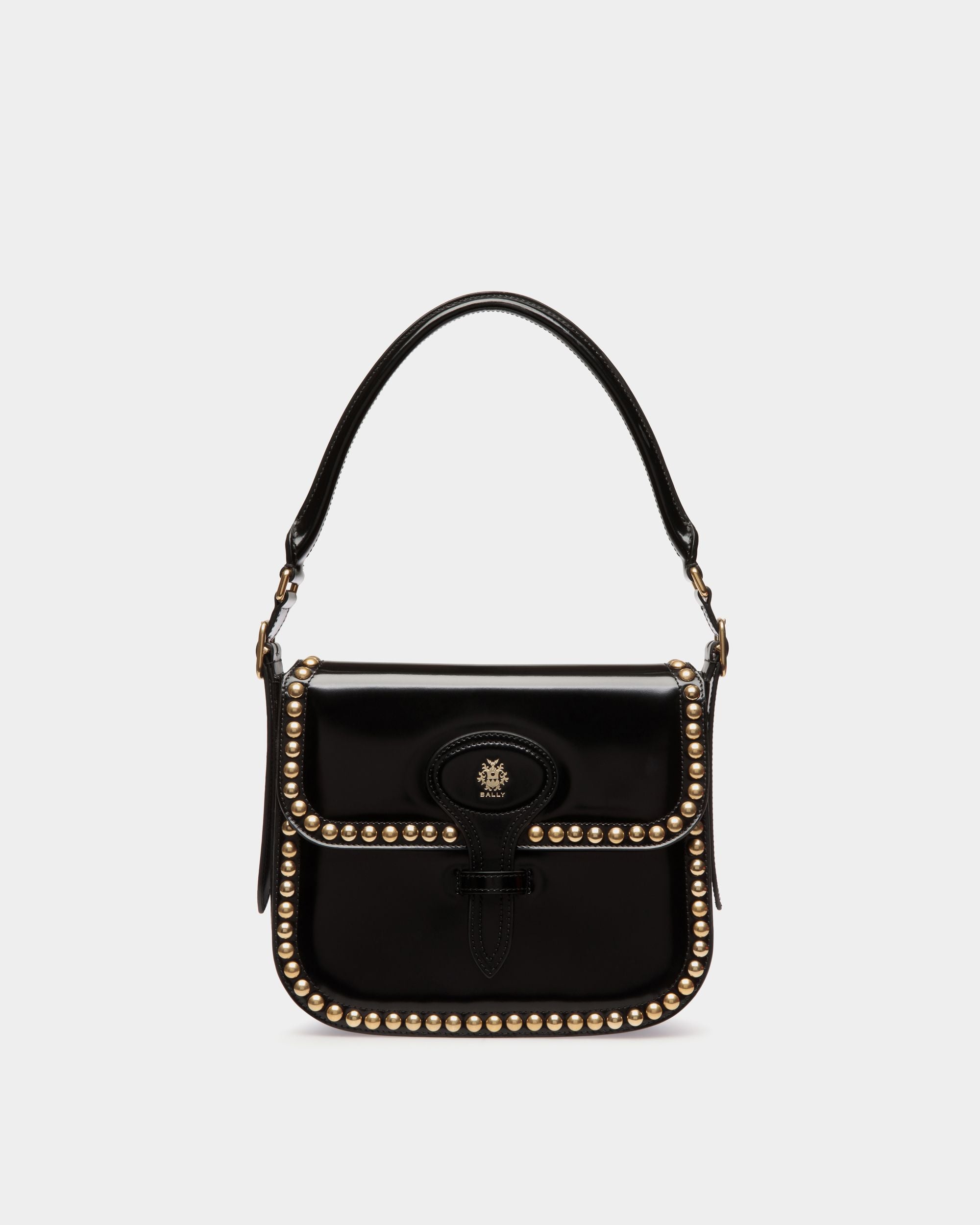 Borsa A Tracolla Beckett In Pelle Nera Con Borchie - Donna - Bally - 01