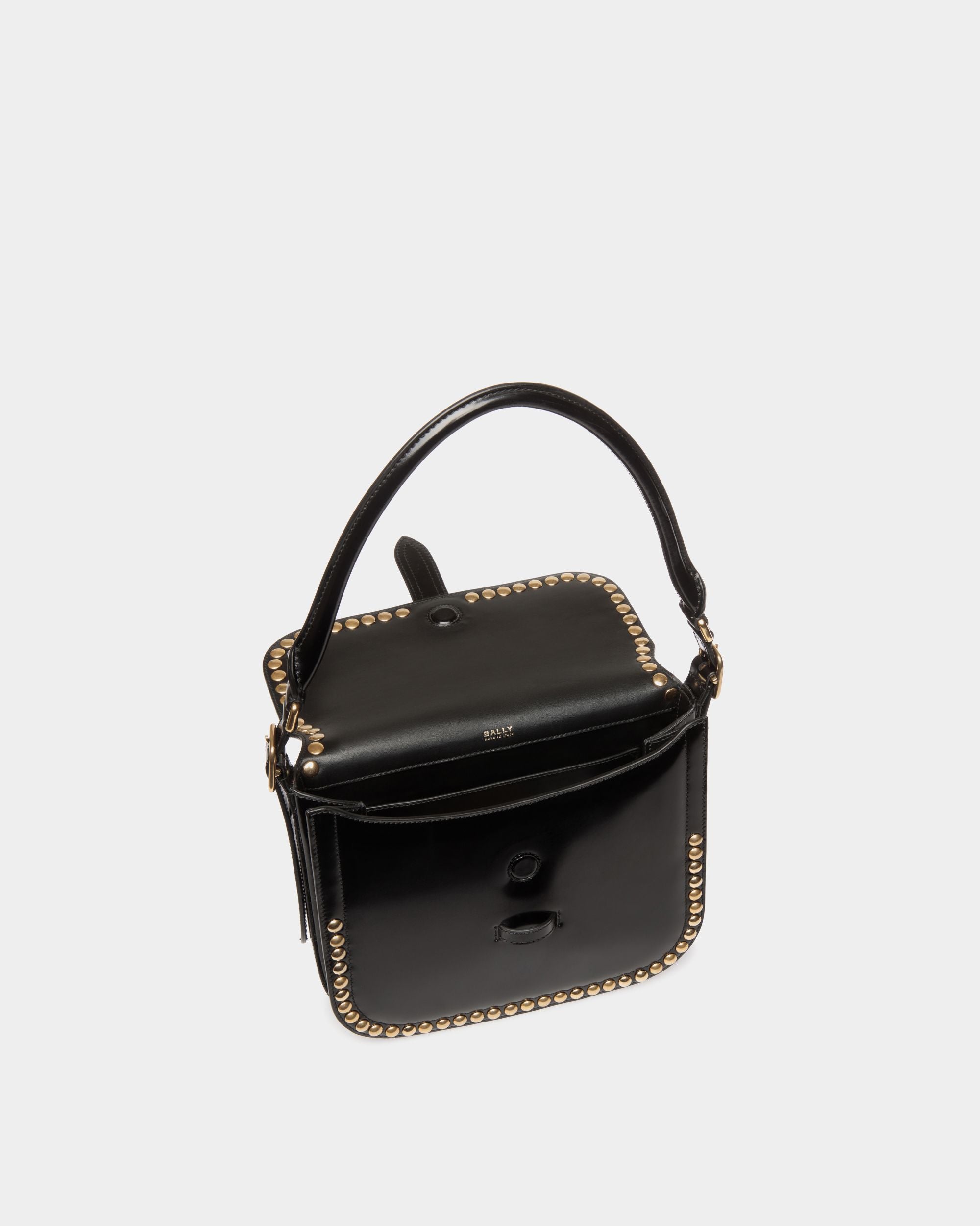 Borsa A Tracolla Beckett In Pelle Nera Con Borchie - Donna - Bally - 05