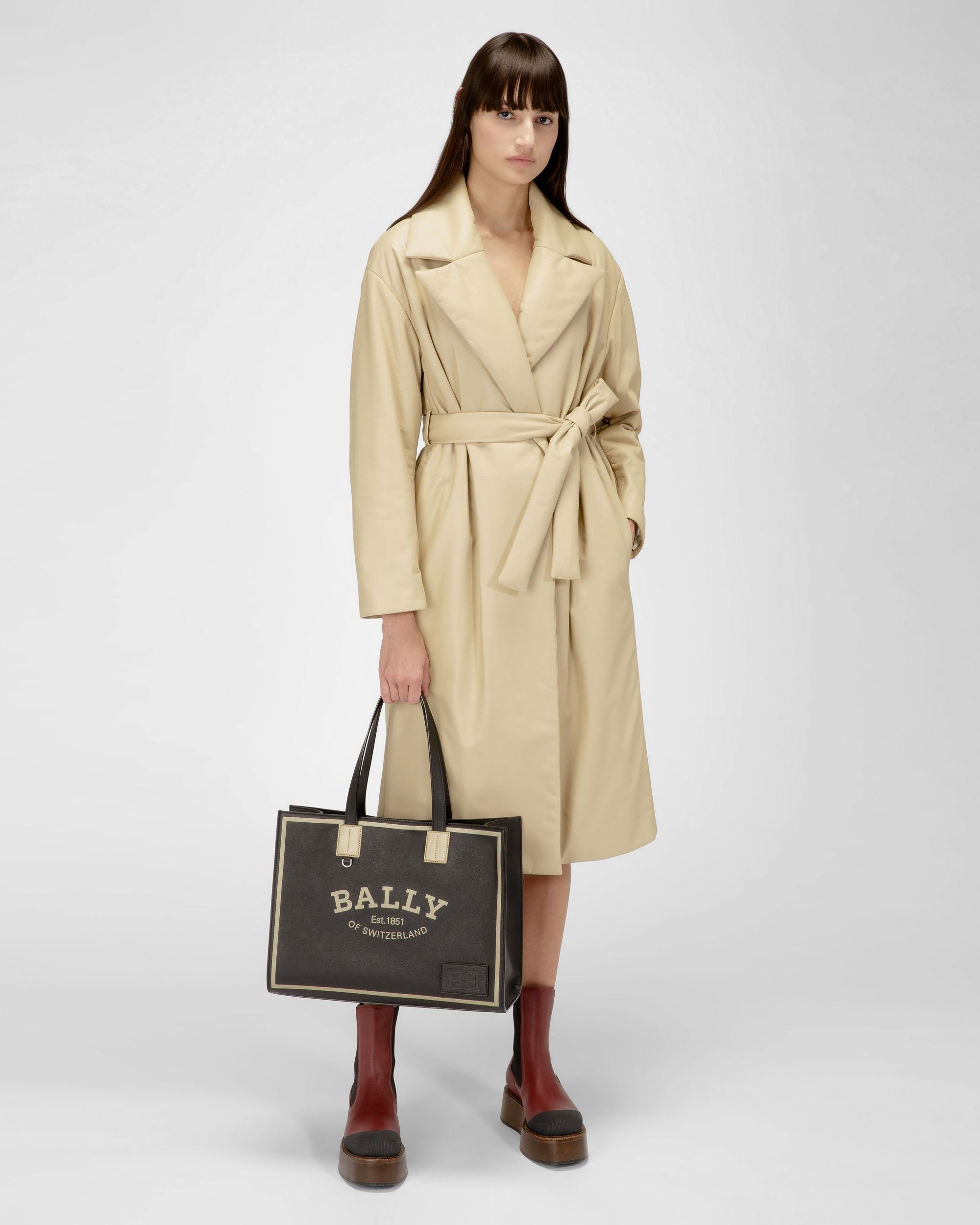Crystalia Cabas En Cuir Noir - Femme - Bally - 06