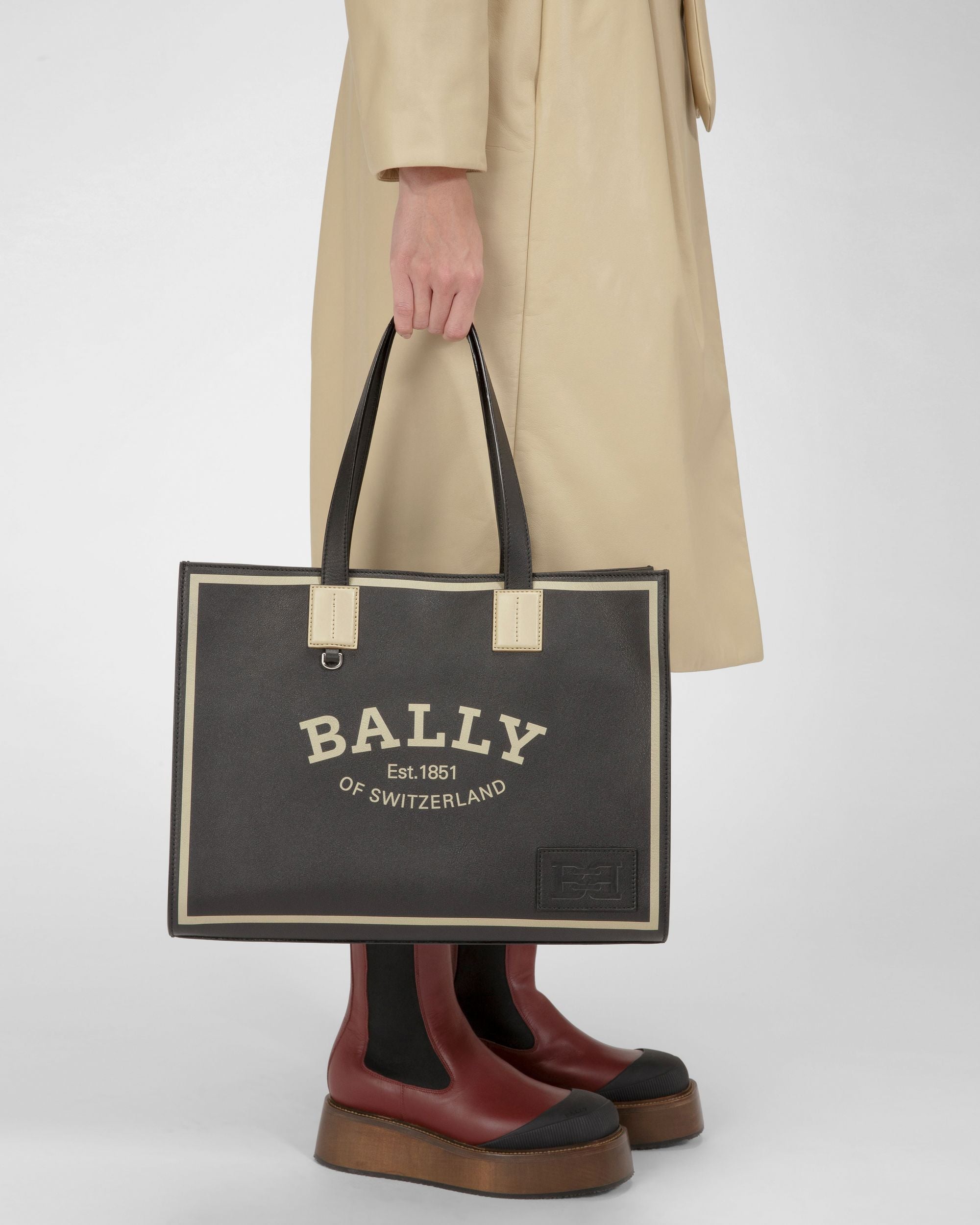Crystalia Cabas En Cuir Noir - Femme - Bally - 07