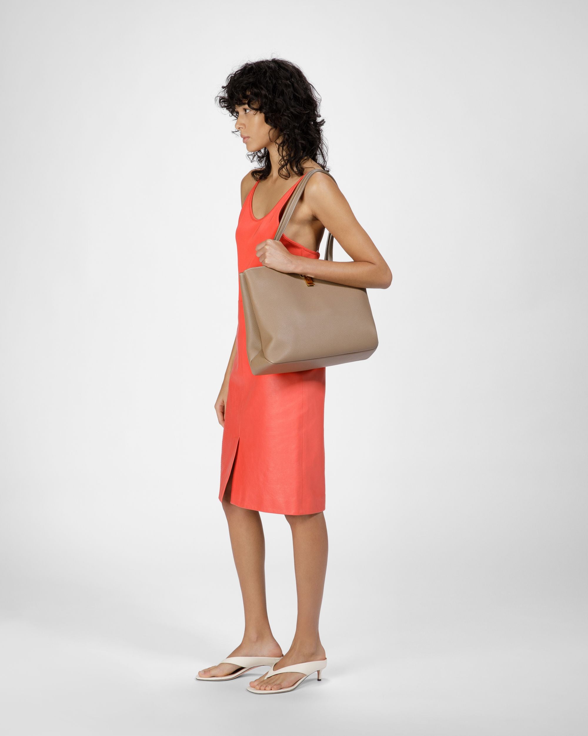 Lya Tote Bag In Pelle Grigio Talpa - Donna - Bally - 02