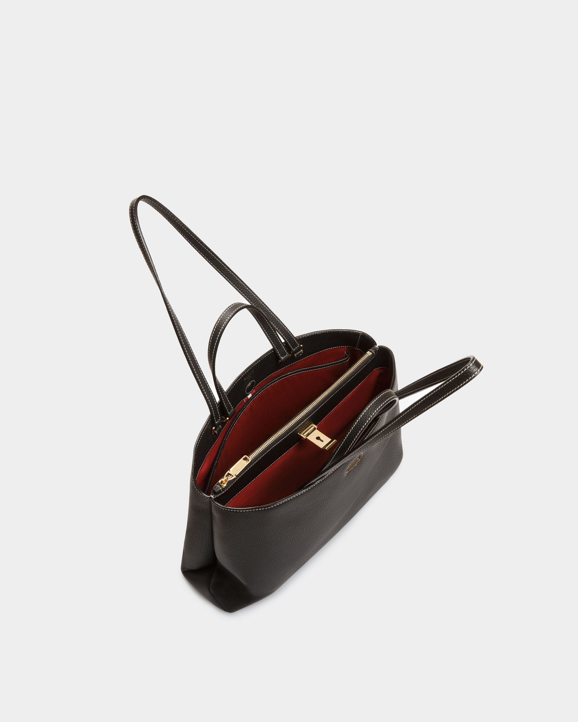 Lya Fourre-Tout En Cuir Noir - Femme - Bally - 04