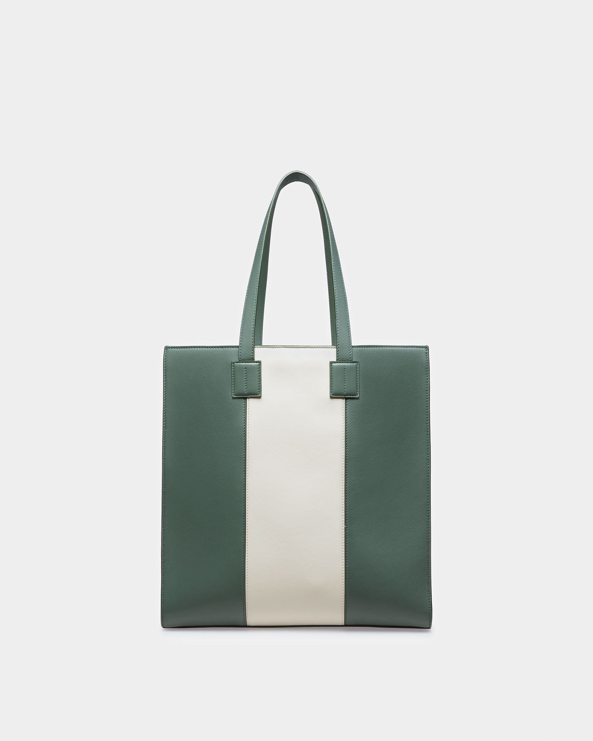 Crystalia Tote Bag In Pelle Verde Salvia E Avorio - Donna - Bally - 03
