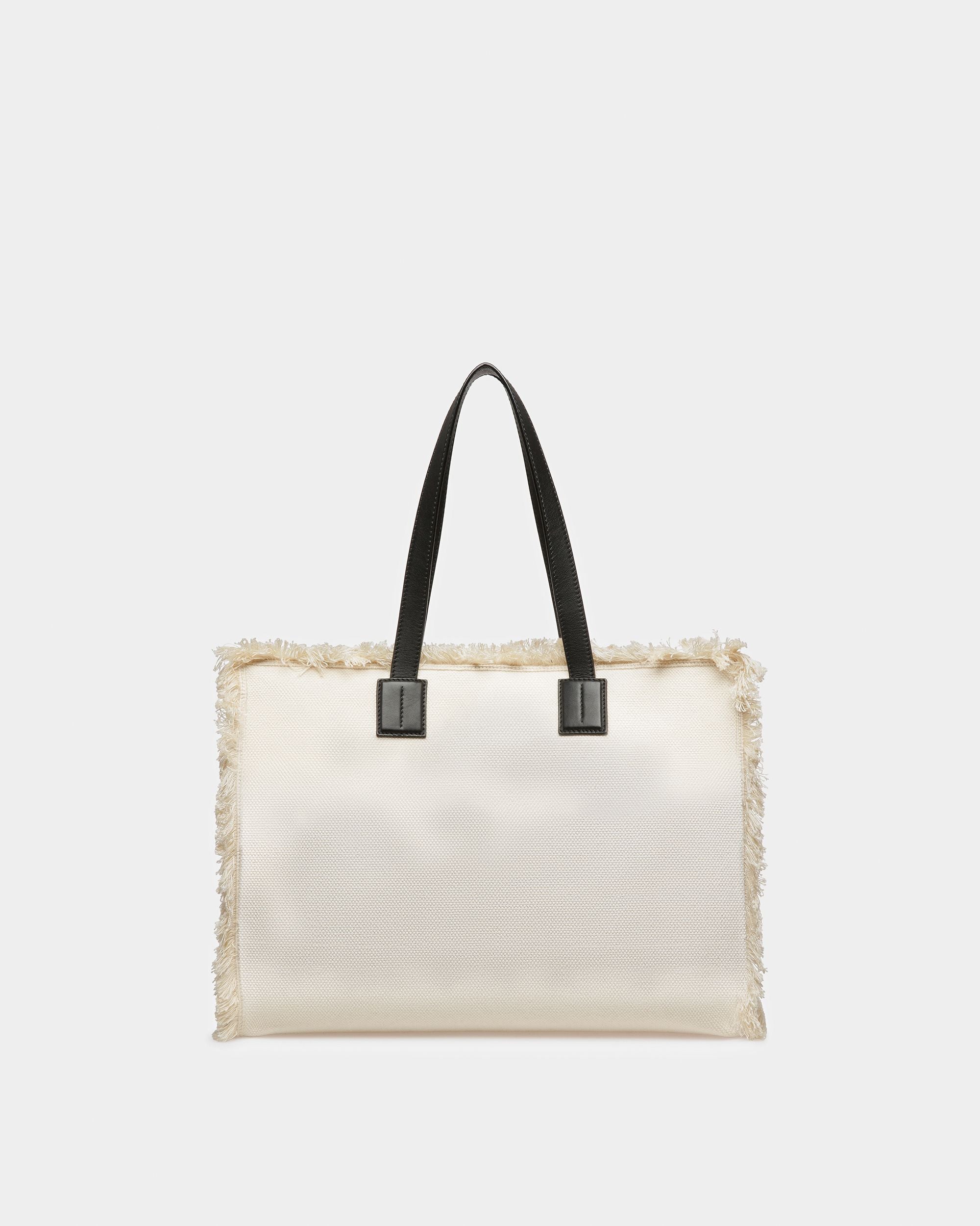 Crystalia Wide Tote Bag In Tela Color Naturale E Nera - Donna - Bally - 02