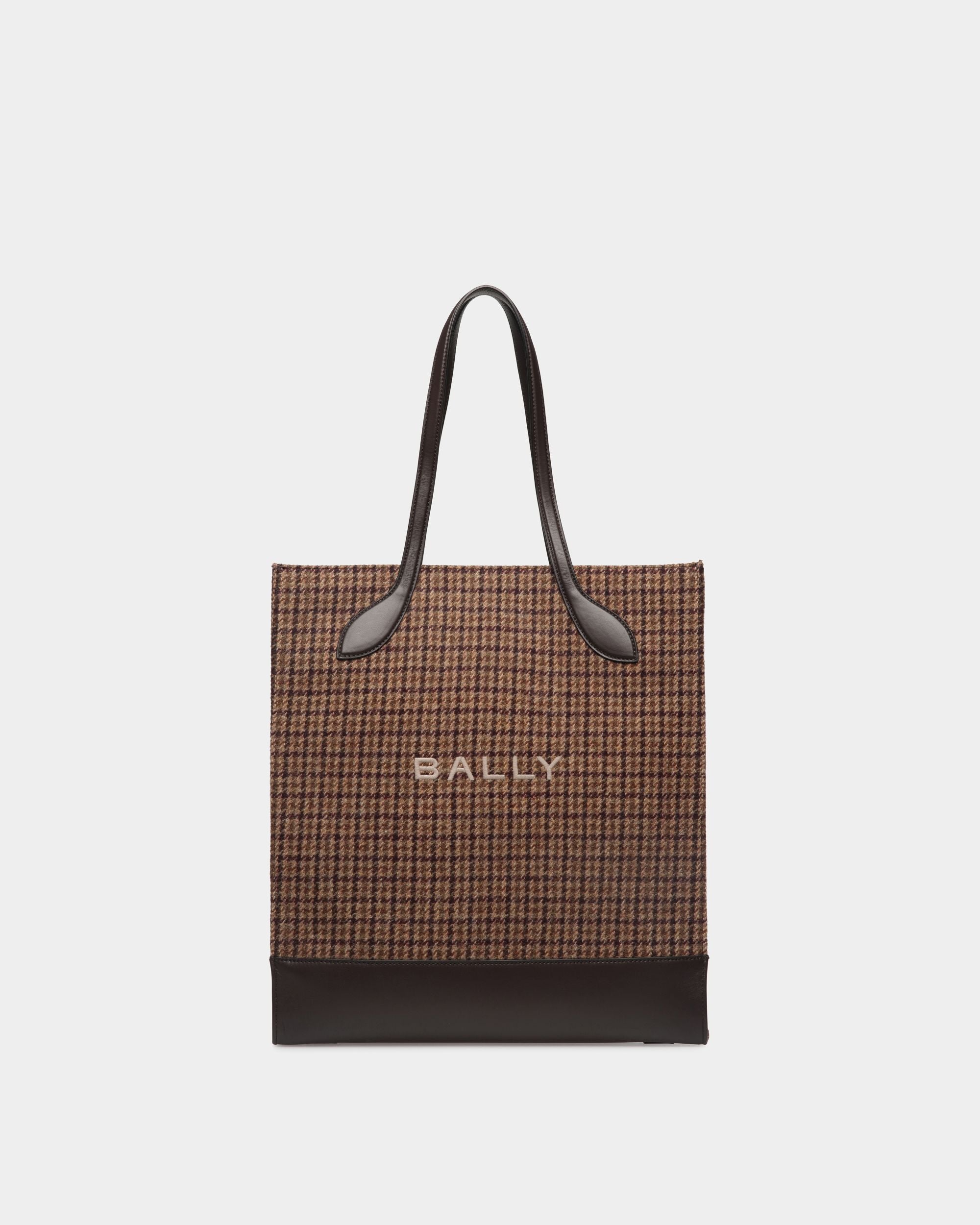 Bar Tragetasche Aus Wolle Und Leder Mit Karomuster In Brauntönen - Damen - Bally - 01