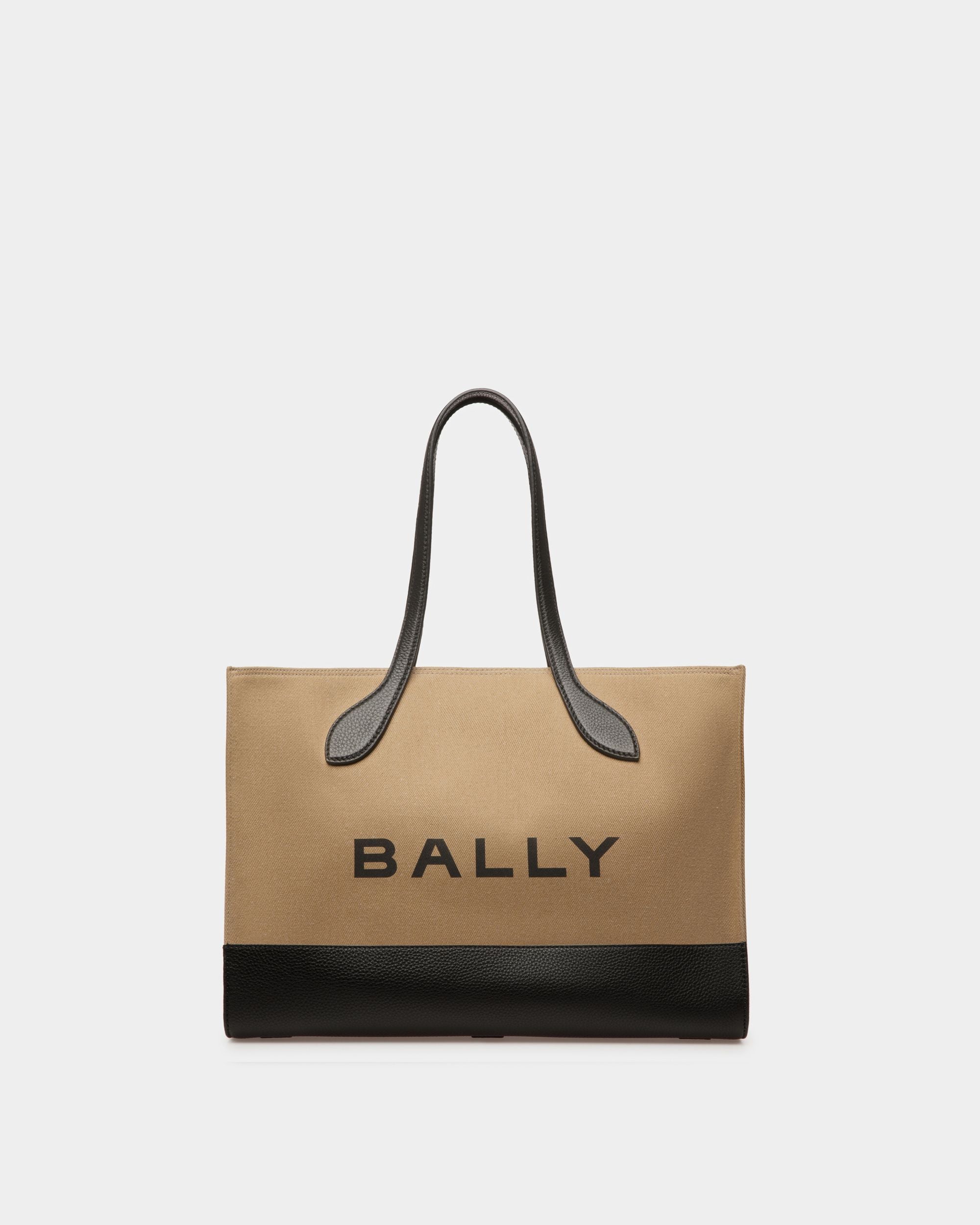Sac cabas Bar En tissu désert et noir - Femme - Bally - 01