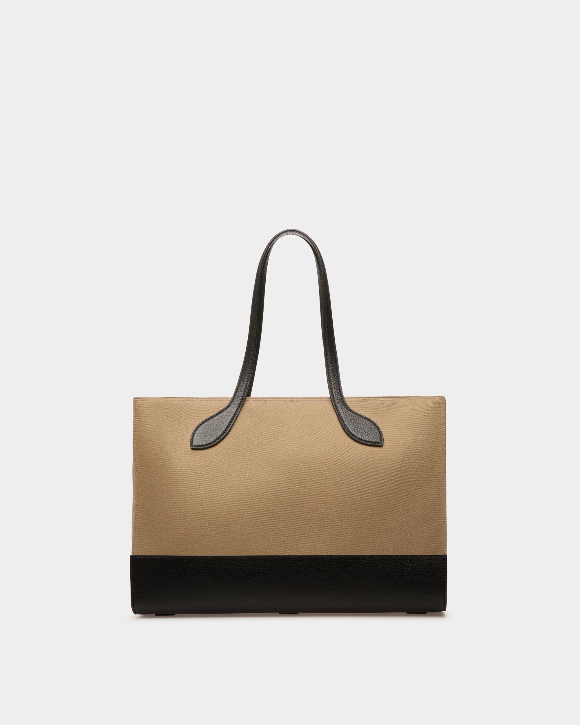 Sac cabas Bar En tissu désert et noir - Femme - Bally - 03
