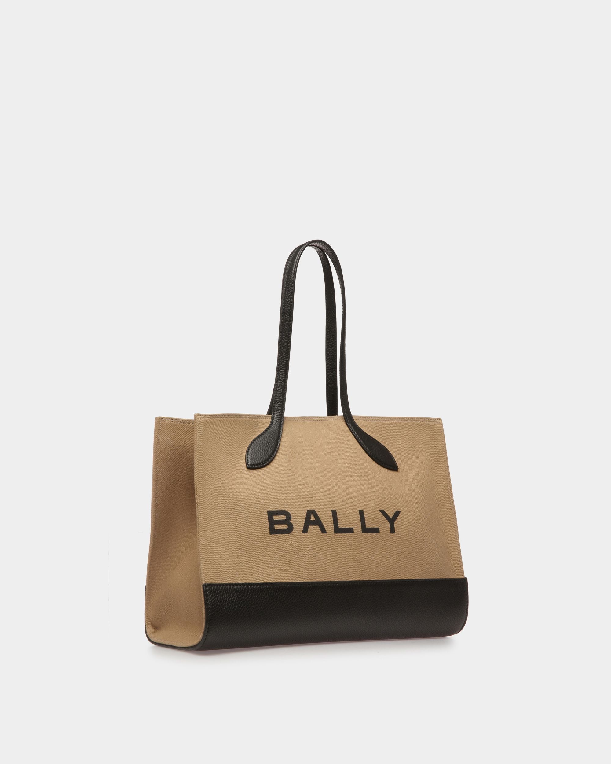 Sac cabas Bar En tissu désert et noir - Femme - Bally - 04