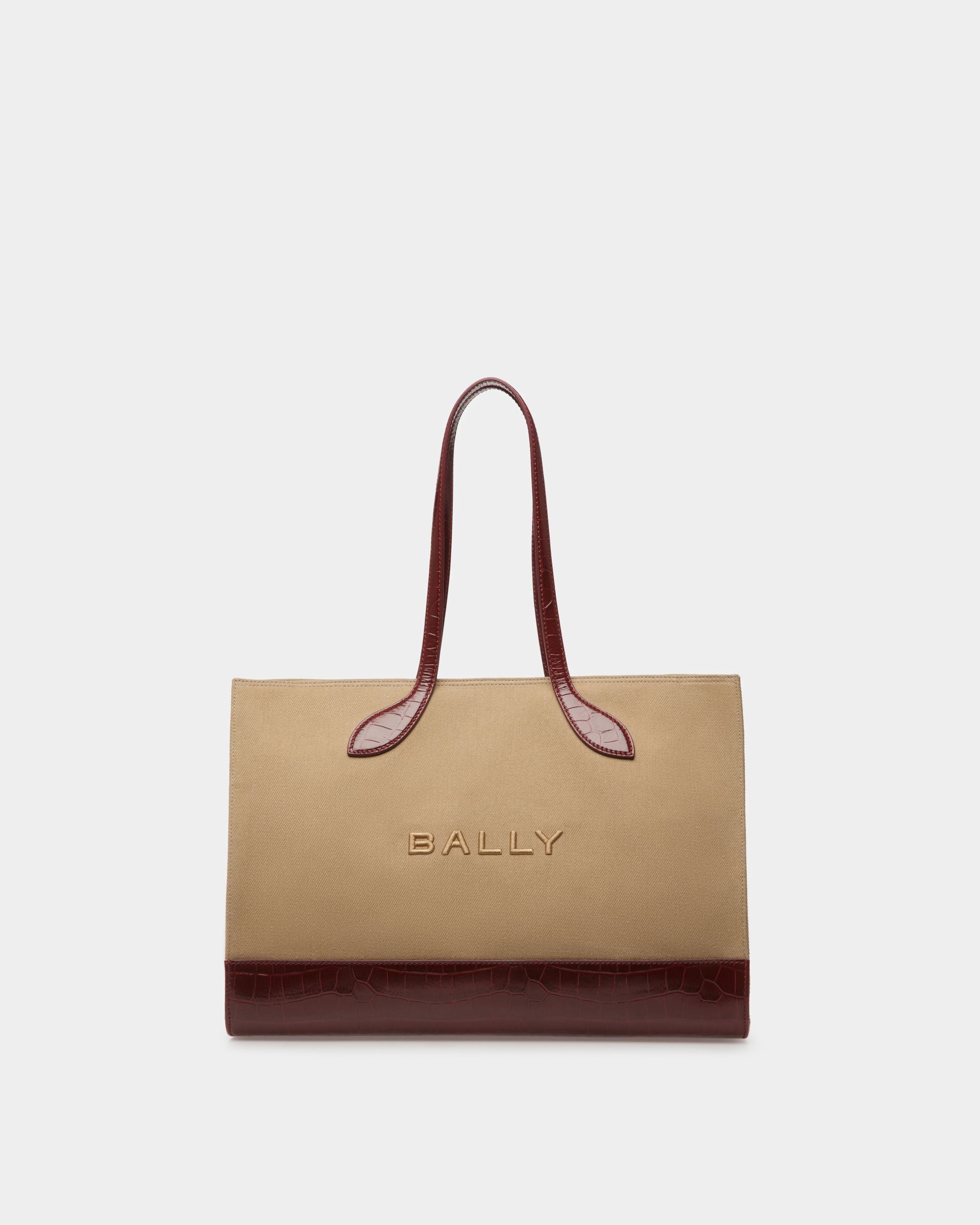 Bar Tragetasche Aus Stoff In Sand Und Bordeaux - Damen - Bally - 01