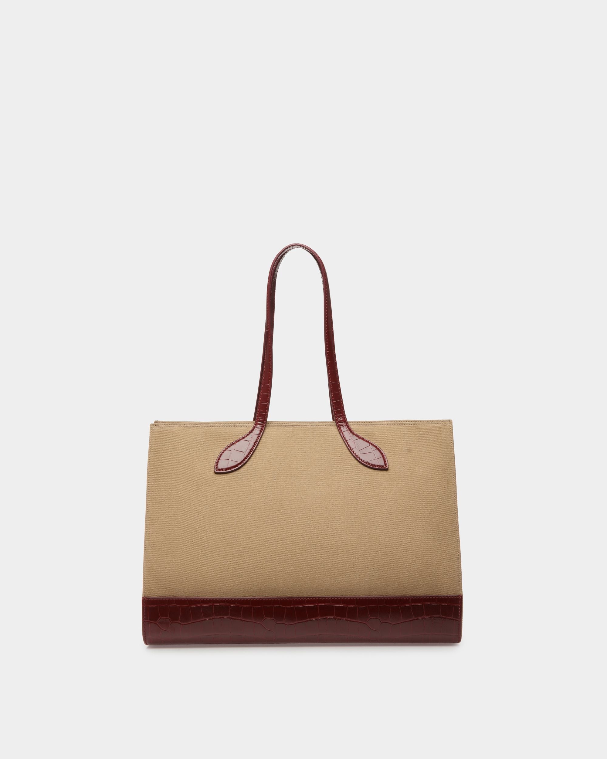 Bar Tragetasche Aus Stoff In Sand Und Bordeaux - Damen - Bally - 03