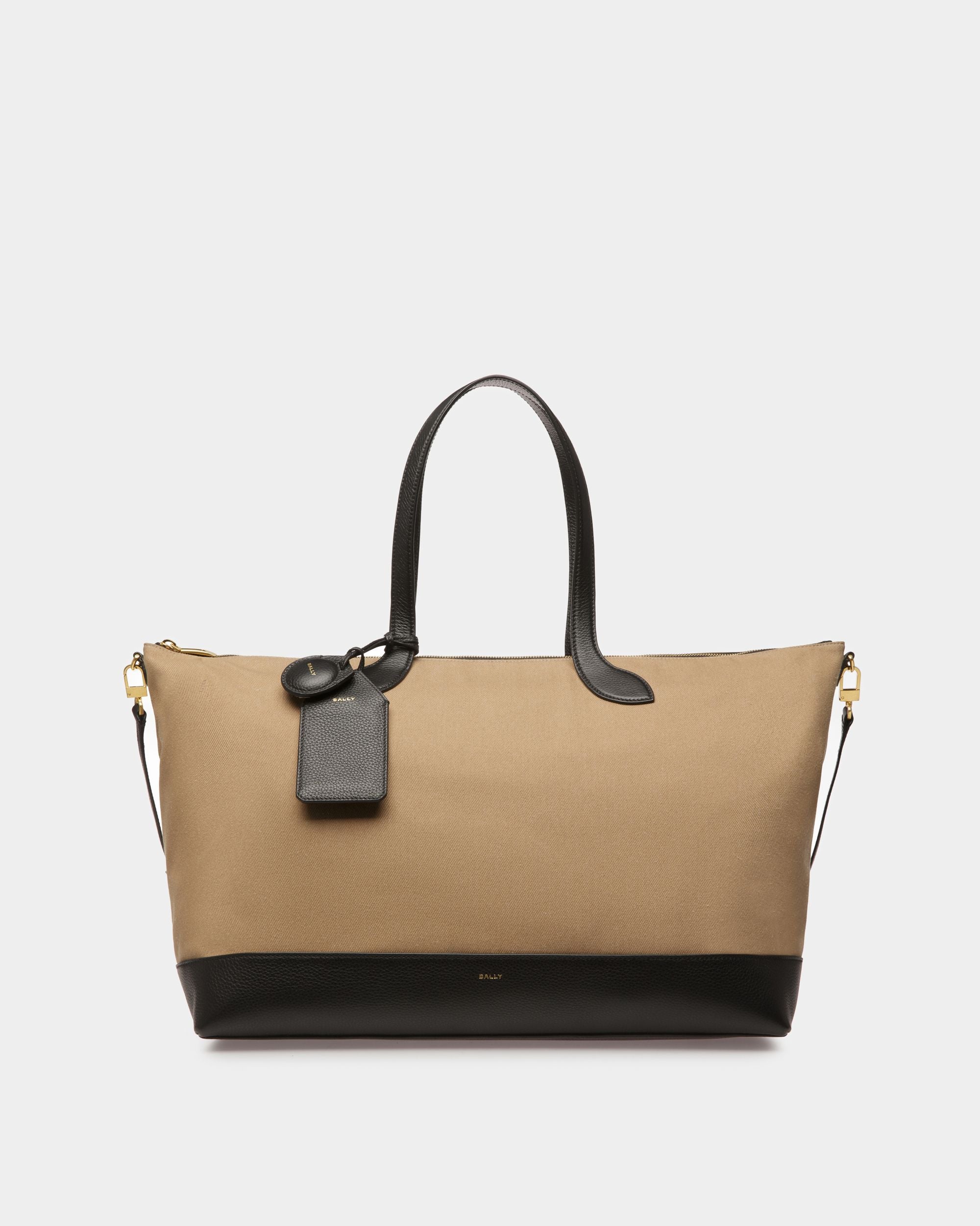 Tote Bag Bar In Tessuto Color Sabbia E Nero - Donna - Bally - 01
