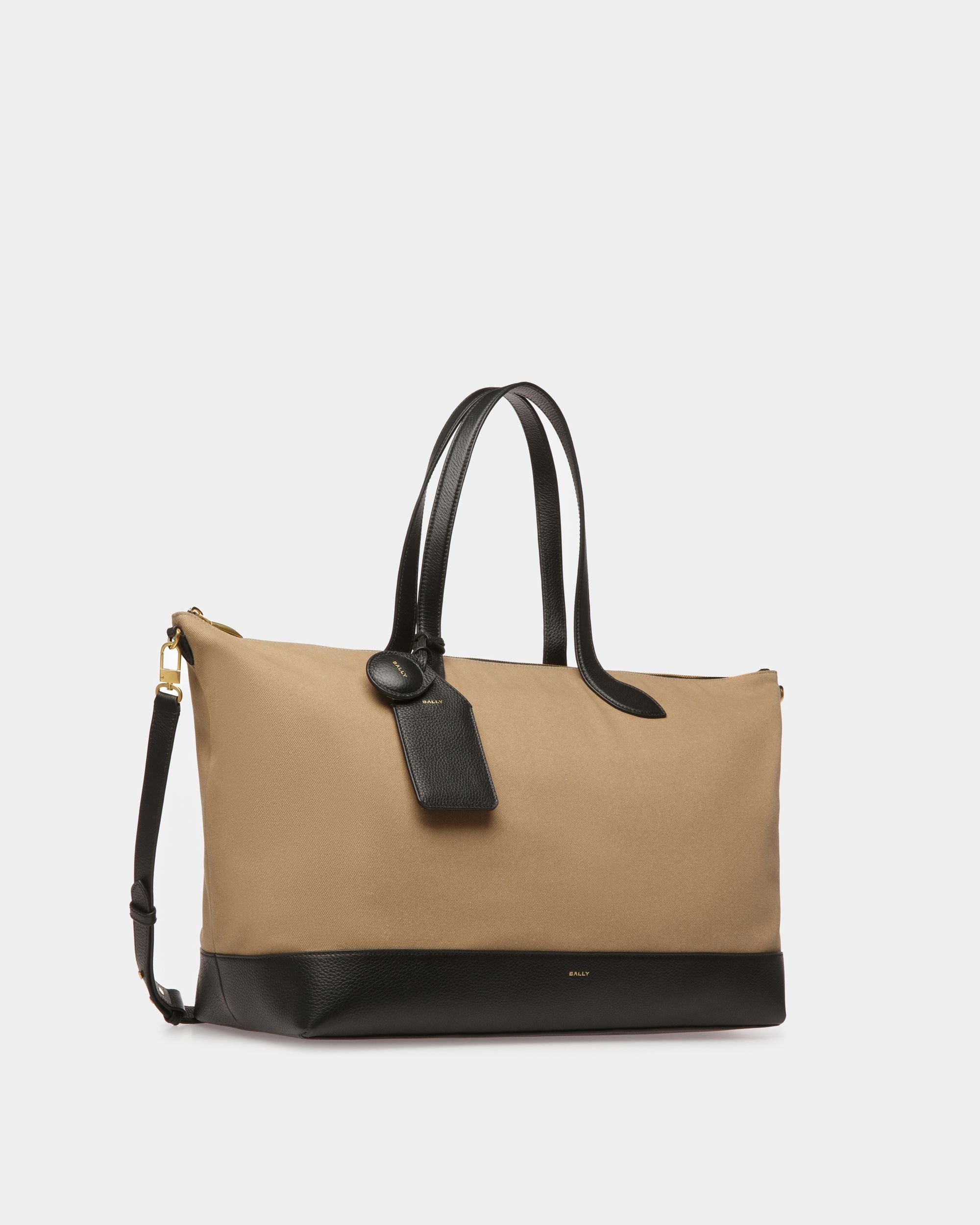 Tote Bag Bar In Tessuto Color Sabbia E Nero - Donna - Bally - 03