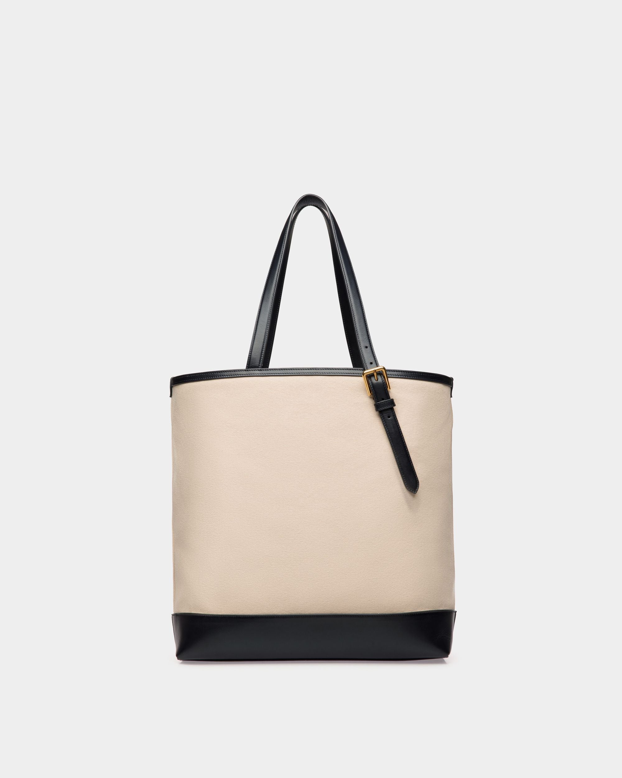 Tote Bag Summer Capsule In Tela E Pelle Color Naturale E Navy Blue - Donna - Bally - 02