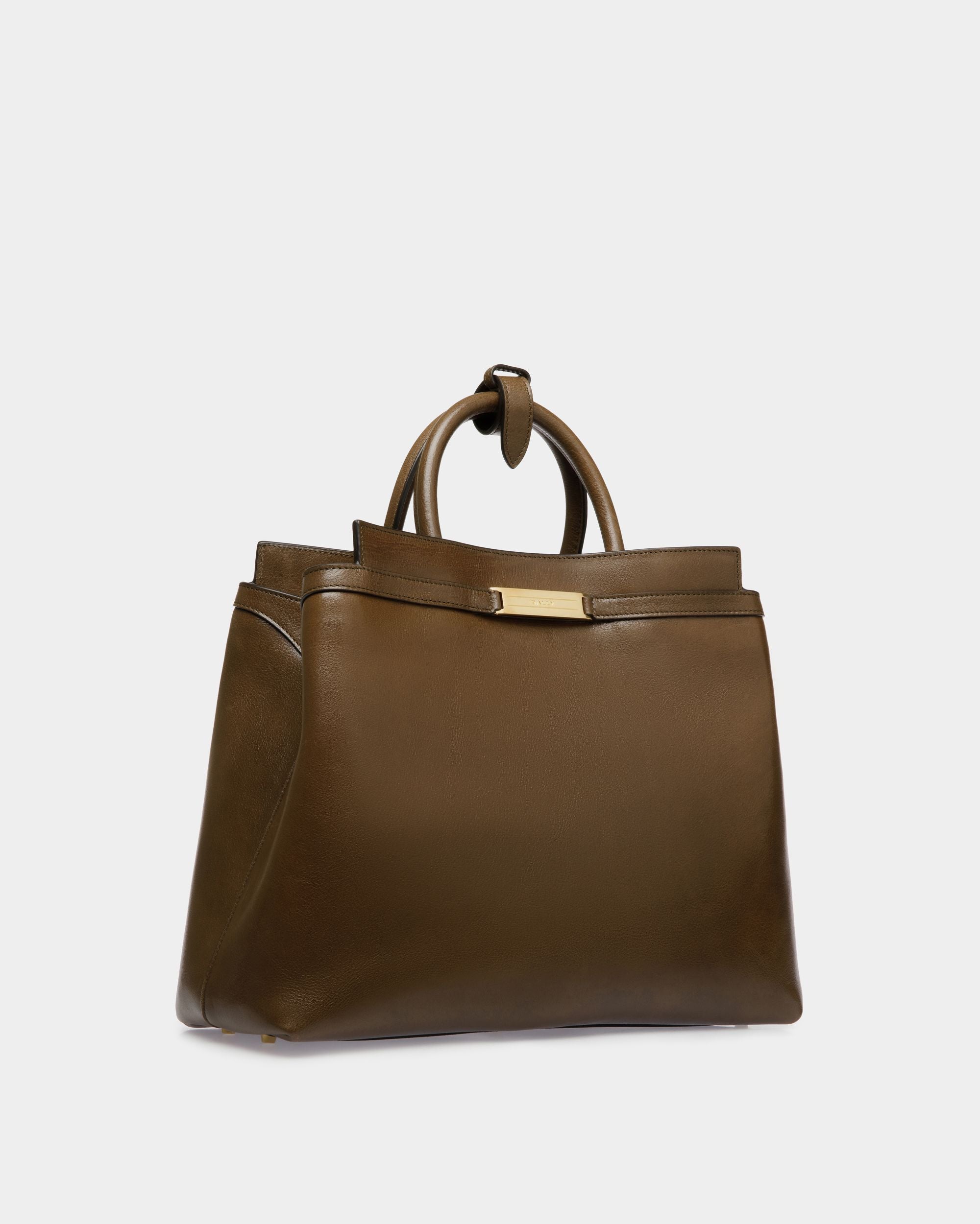 Deco Tote Bag In Marron Glacé Leather - Women's - Bally - 04