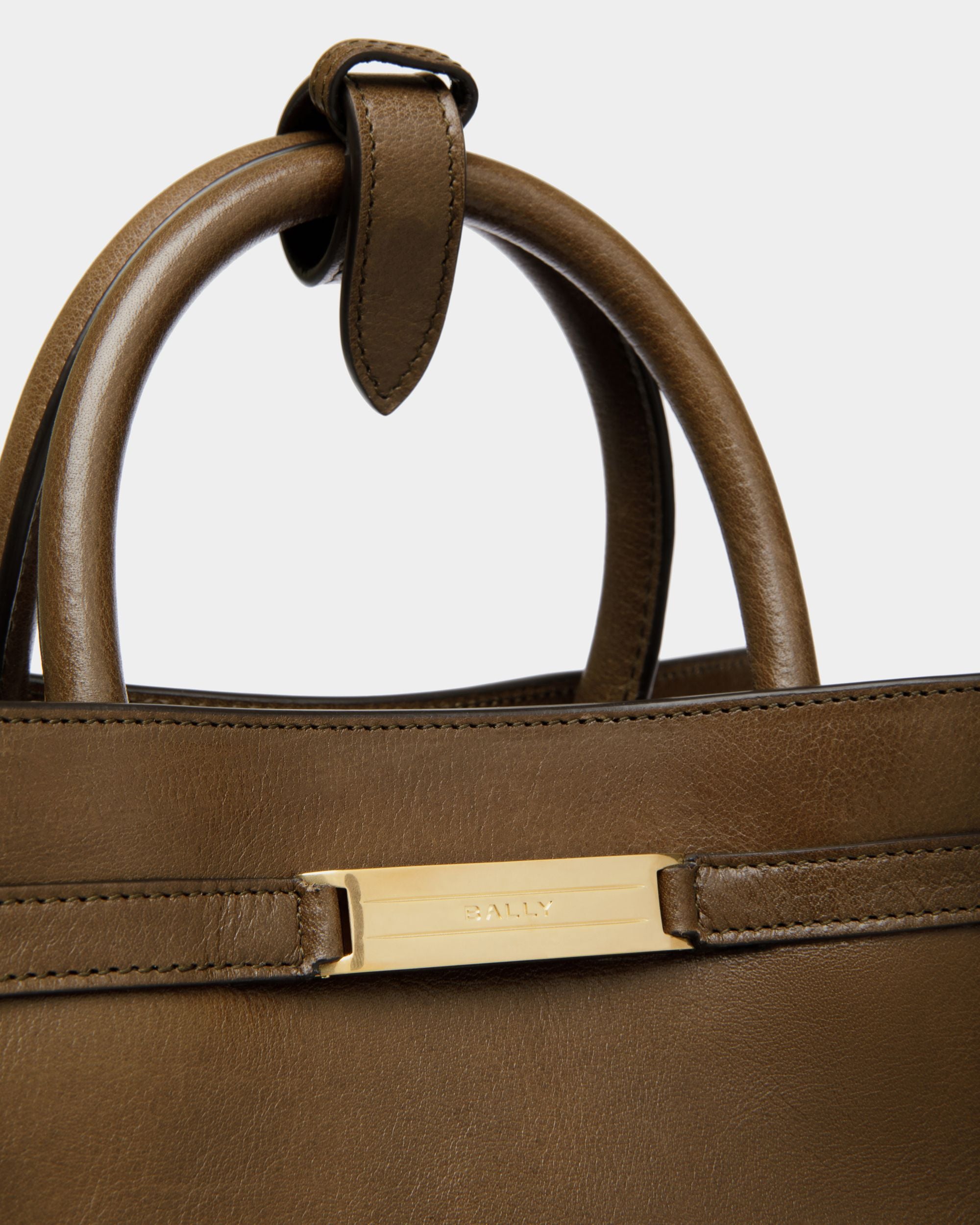 Deco Tote Bag In Marron Glacé Leather - Women's - Bally - 06