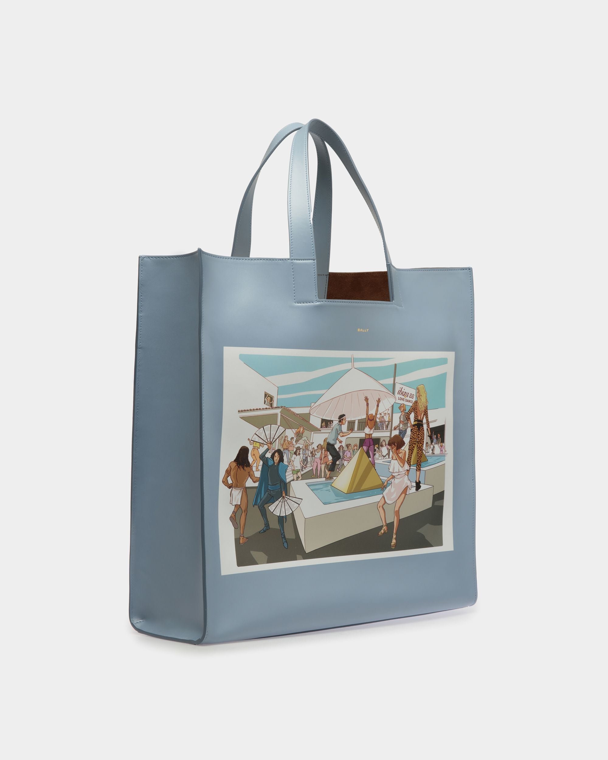 DJ Leo Mas x Bally Tote Bag in Light Blue Leather with a Dancing Amnesia Print - Women's - Bally - 04
