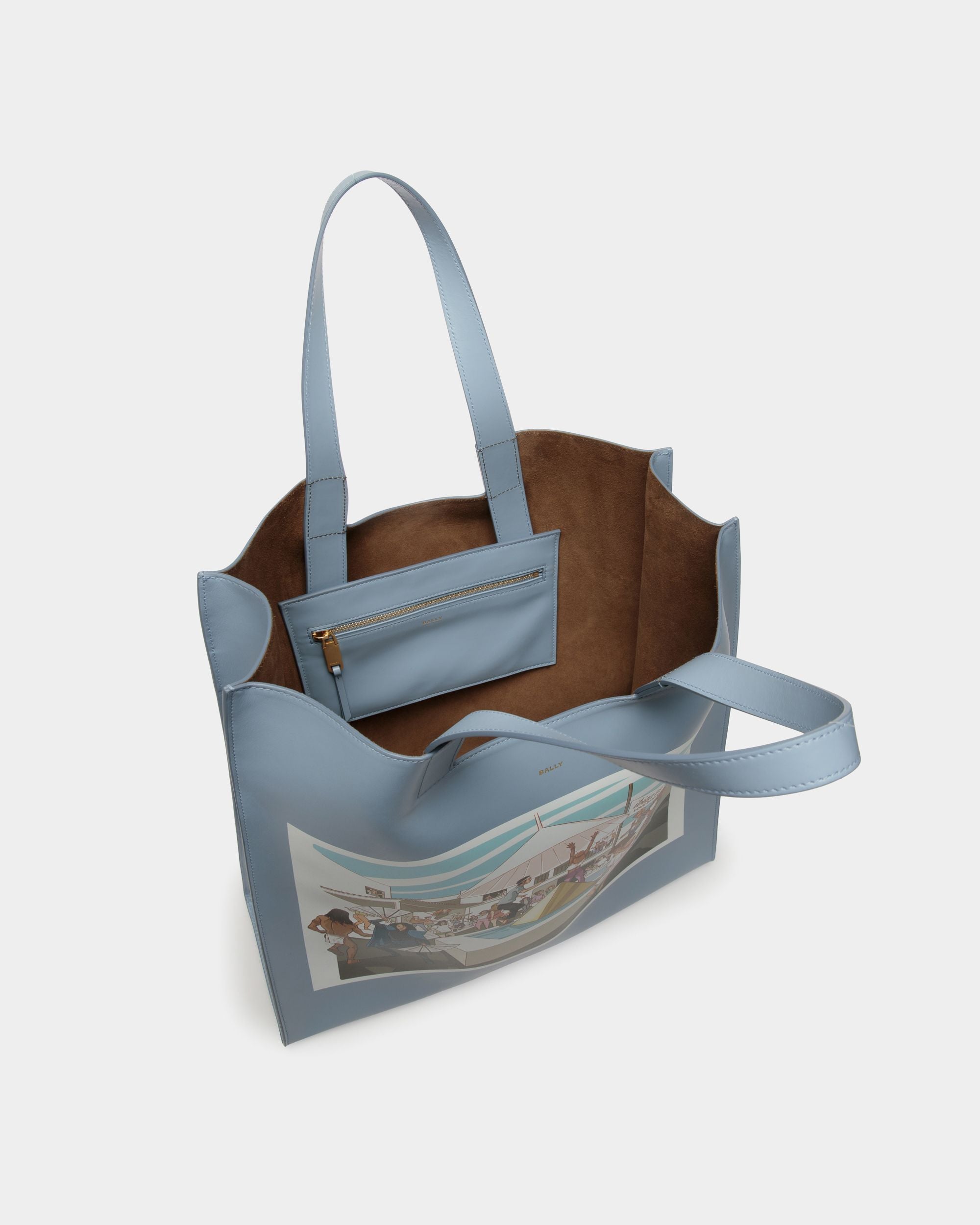 DJ Leo Mas x Bally Tote Bag in Light Blue Leather with a Dancing Amnesia Print - Women's - Bally - 05