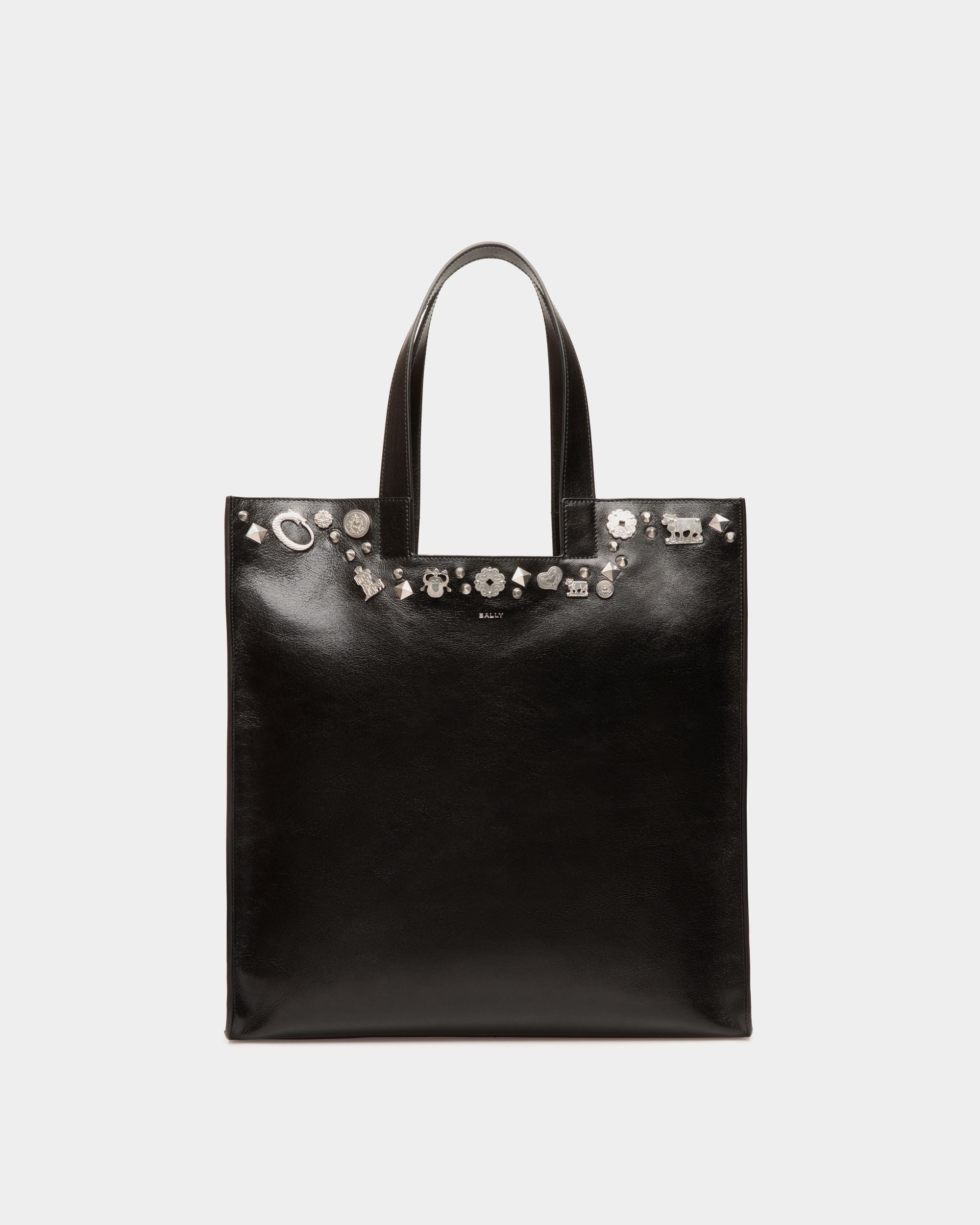 Tote Bag Easy Bally In Pelle Nera Con Borchie - Donna - Bally - 01