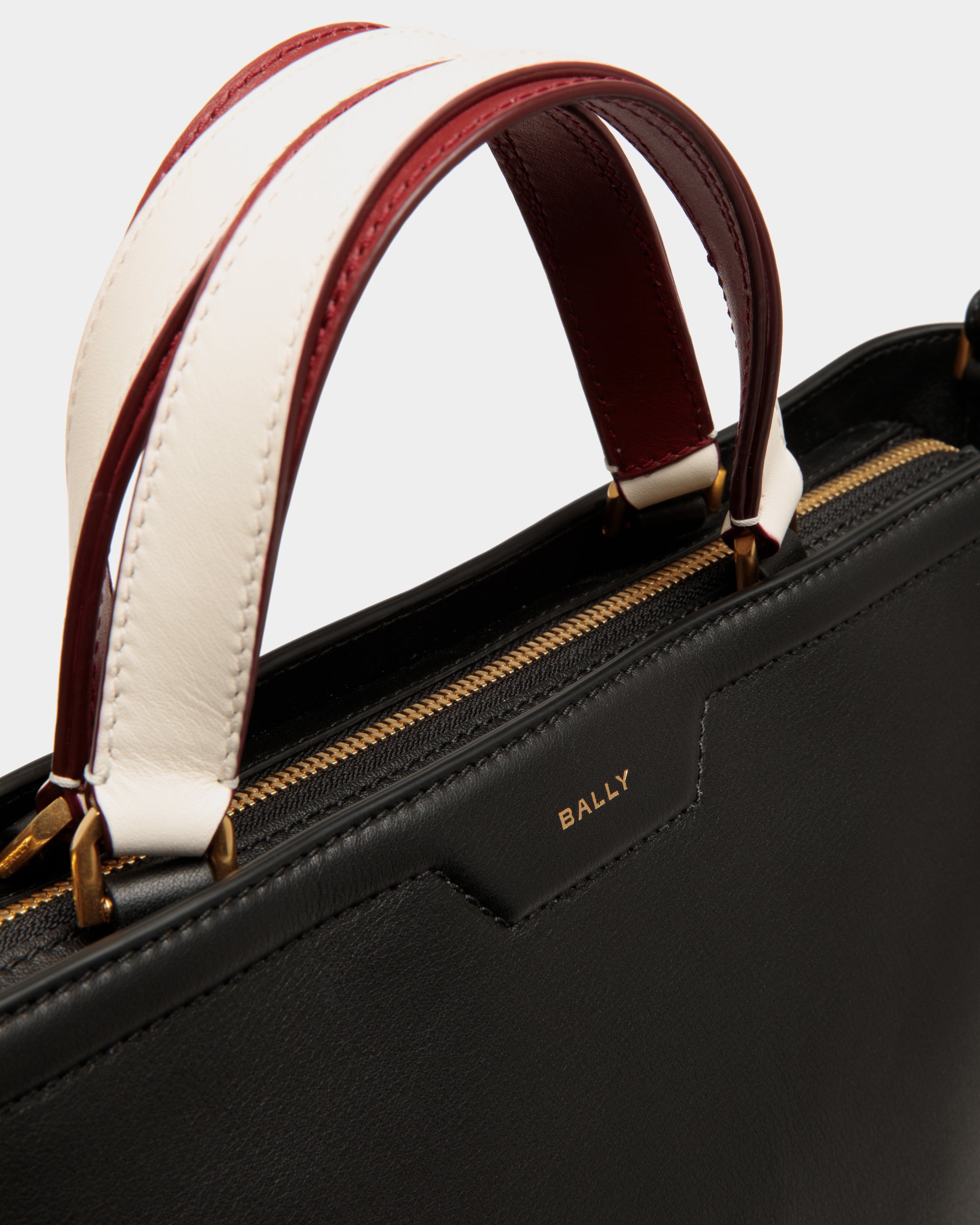 Code Small Tote Bag in Black Leather - Women's - Bally - 06