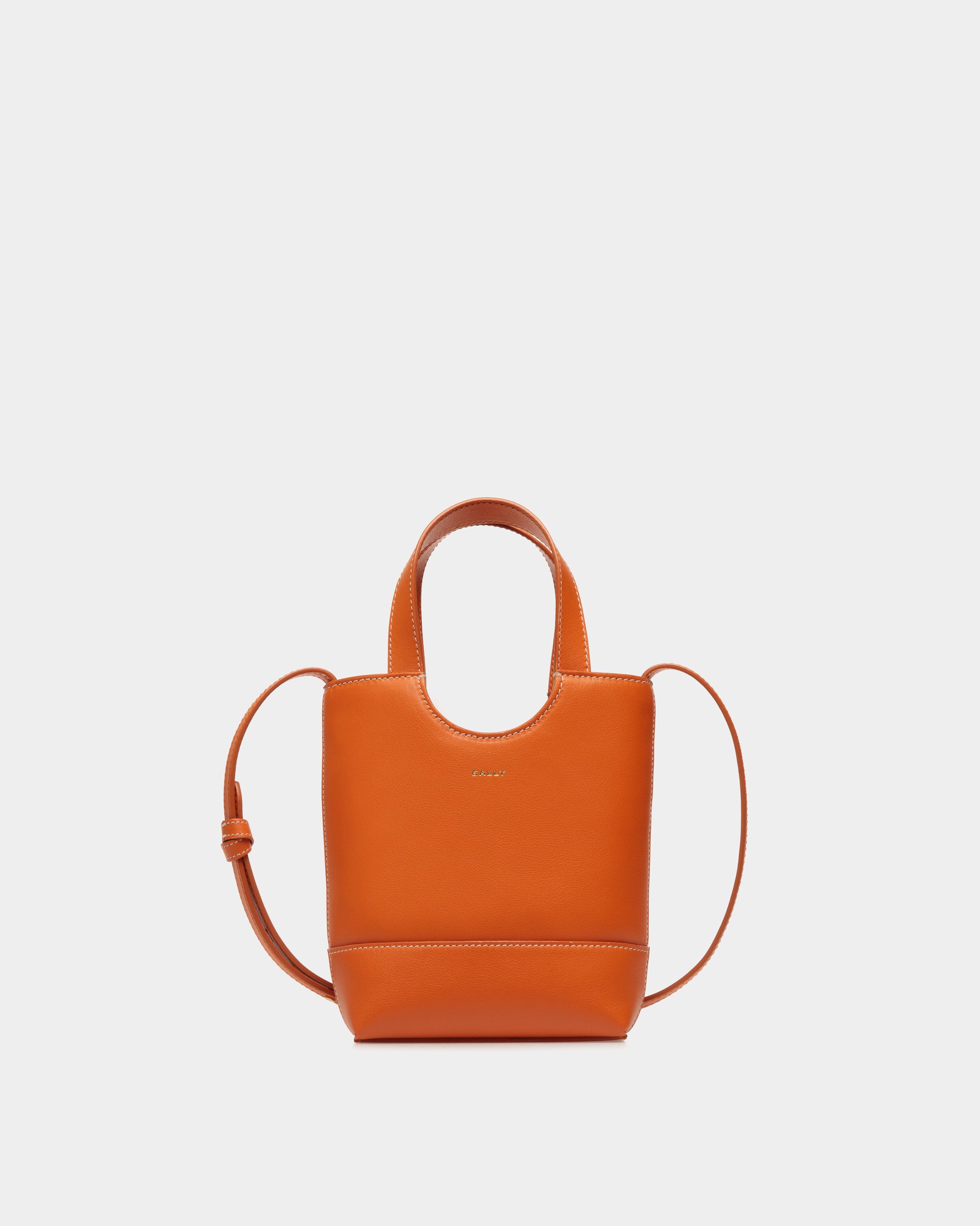 Easy Bally Small Tote Bag in Koi Orange Leather - Women's - Bally - 01