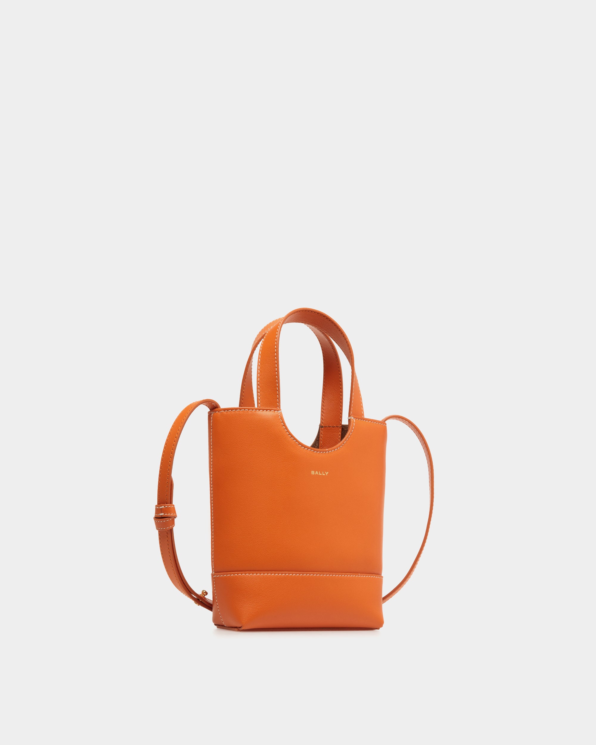 Easy Bally Small Tote Bag in Koi Orange Leather - Women's - Bally - 03