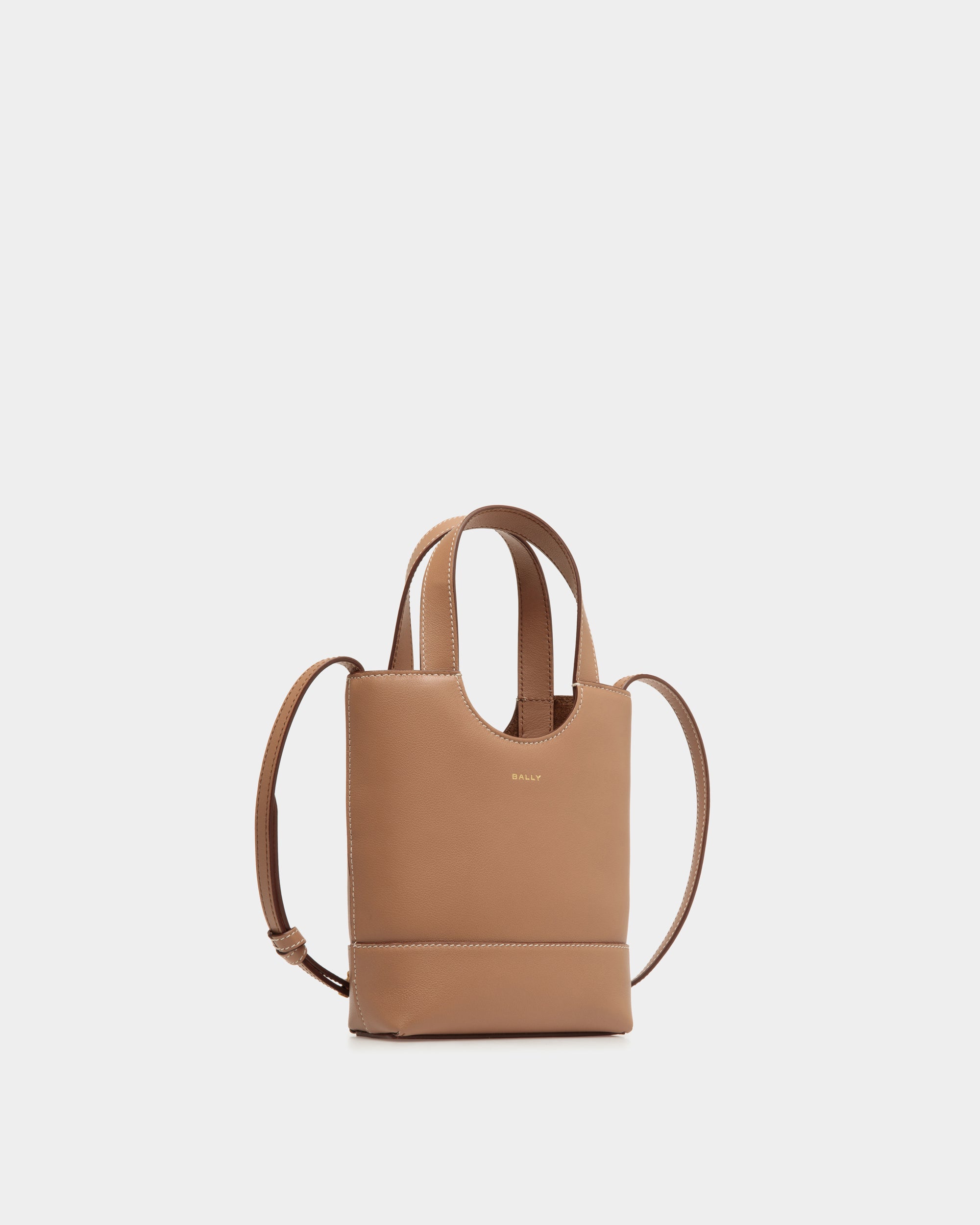 Tote Bag Piccola Easy Bally In Pelle Praline Beige - Donna - Bally - 03