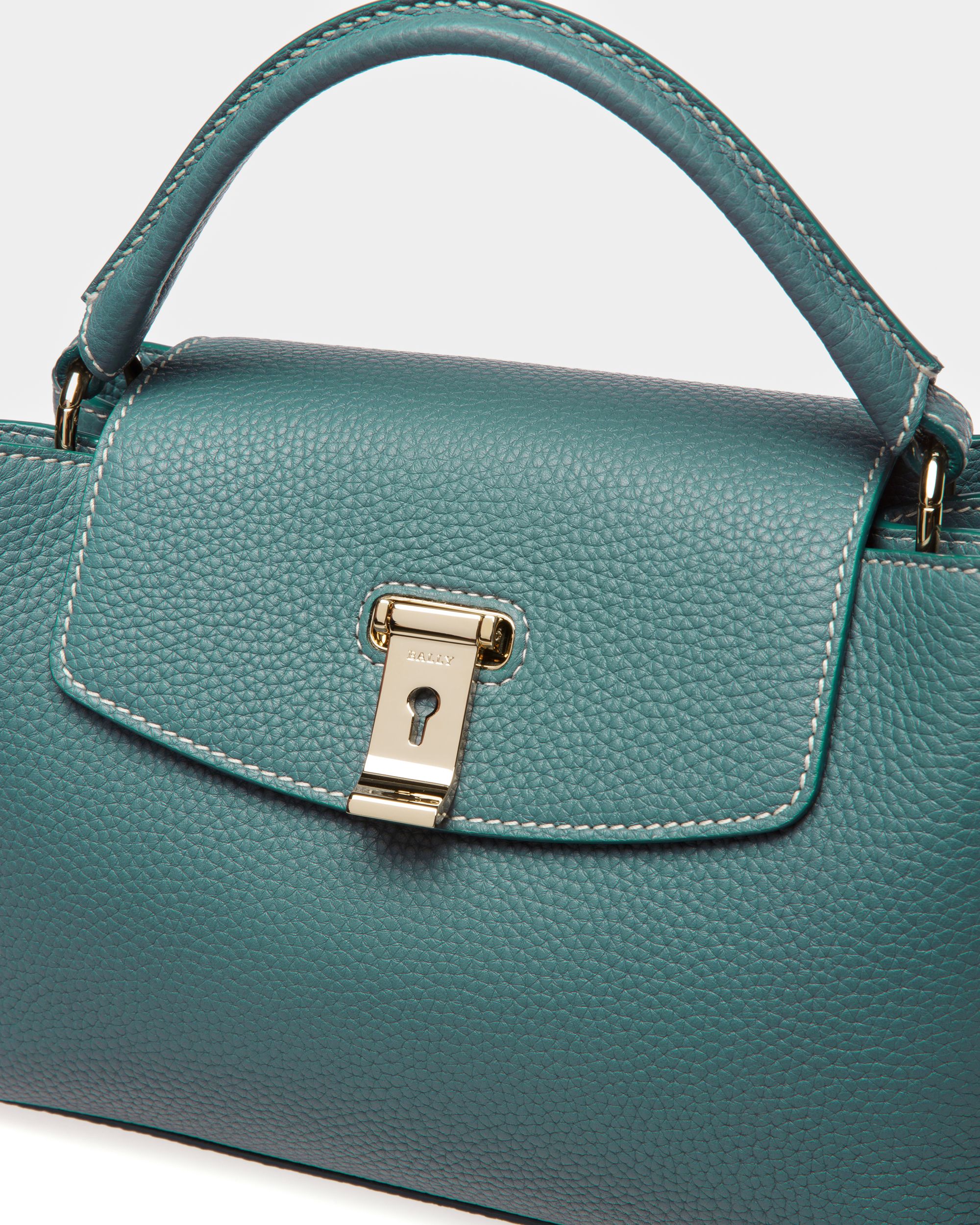 Layka Small Sac À Main En Cuir Vert Foncé - Femme - Bally - 05