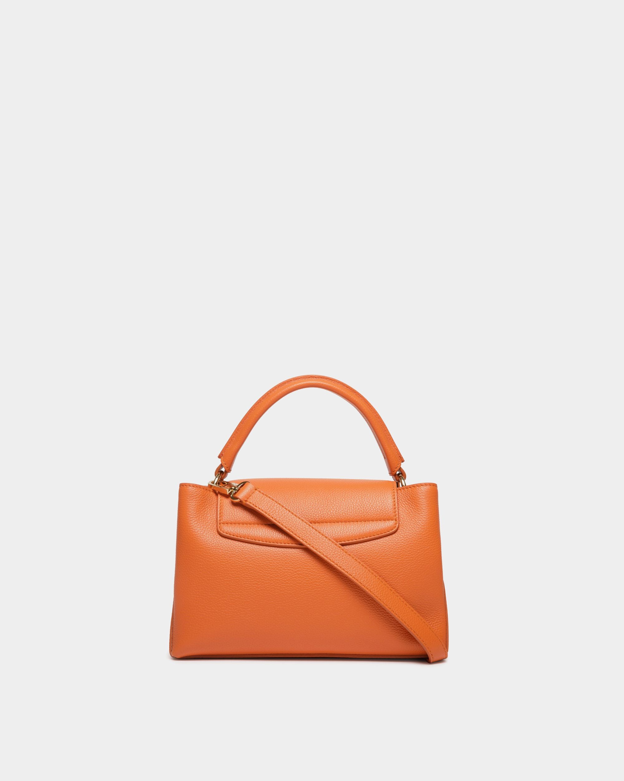 Kleine Lock Me Henkeltasche Aus Genarbtem Leder In Koi Orange - Women's - Bally - 03