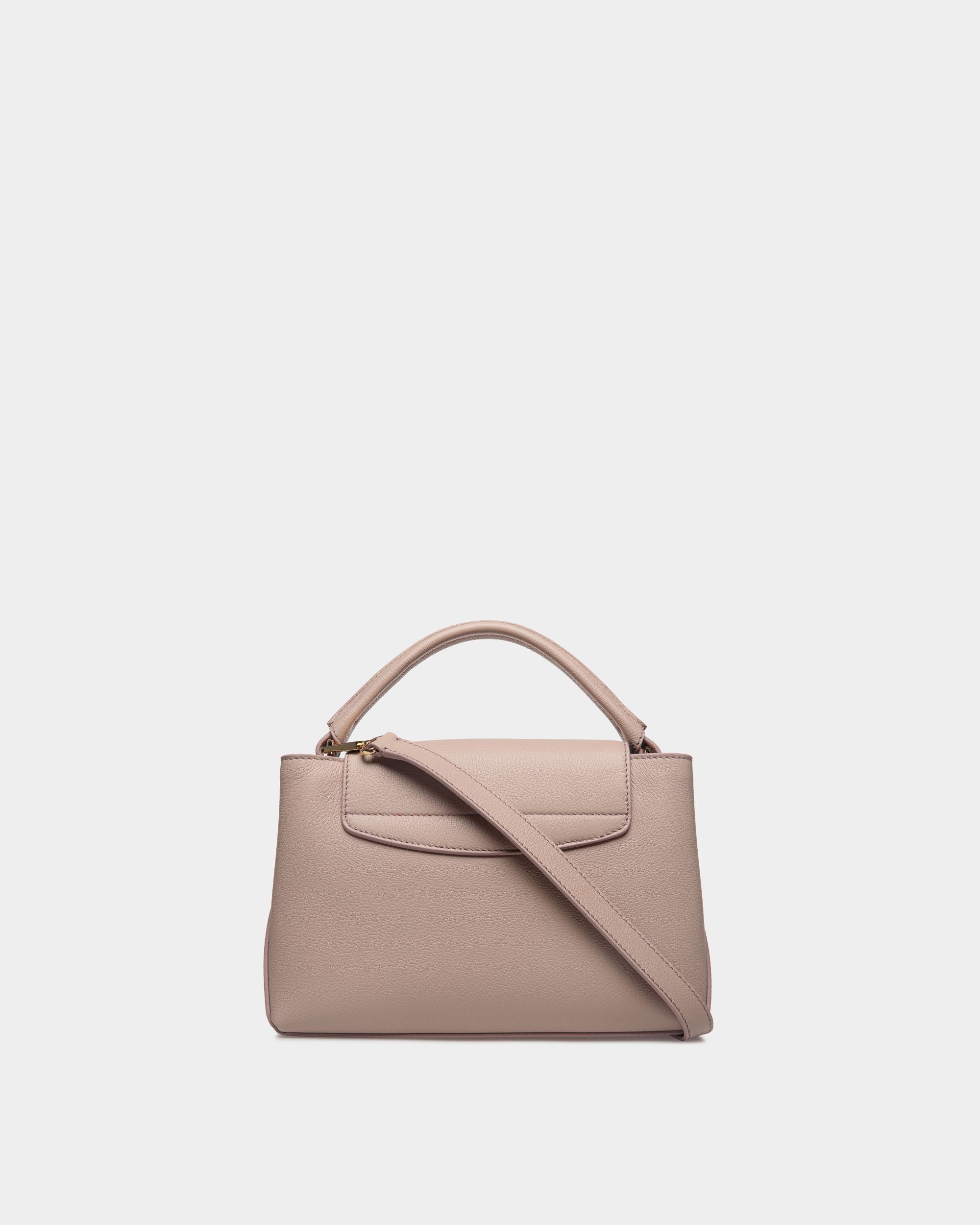 Petit Sac À Anse Supérieure Lock Me En Cuir Grainé Beige Clair - Femme - Bally - 03
