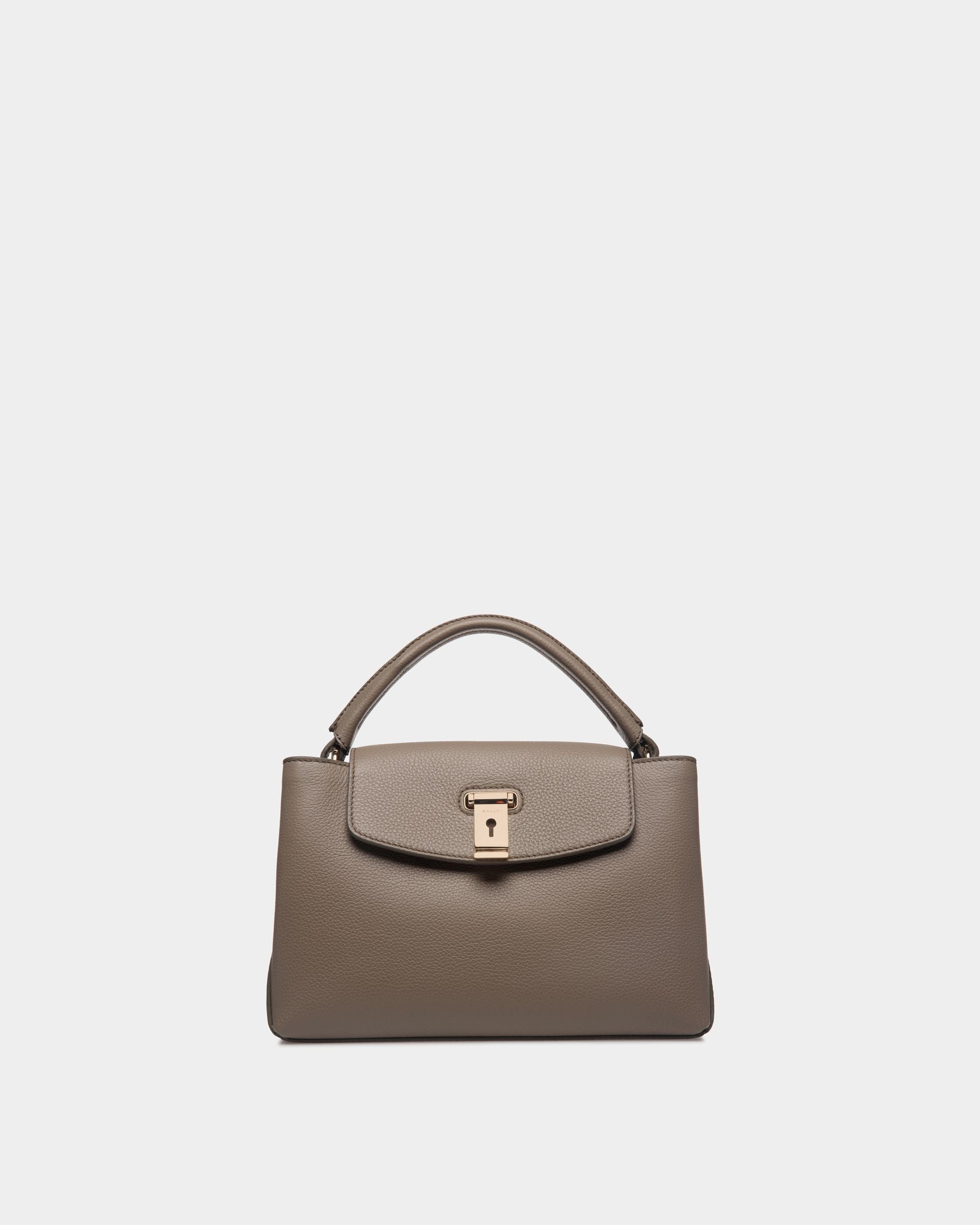 Borsa A Mano Piccola Lock Me In Pelle Granata Grigio Talpa - Donna - Bally - 01