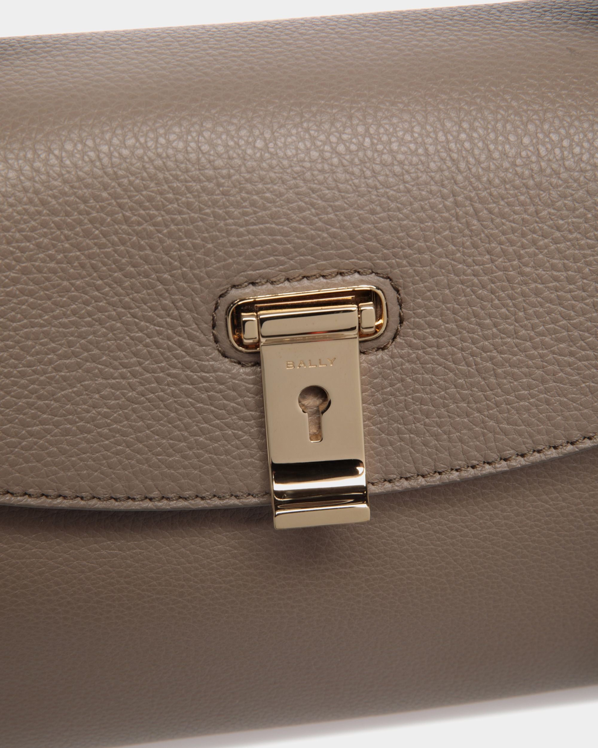 Borsa A Mano Piccola Lock Me In Pelle Granata Grigio Talpa - Donna - Bally - 04