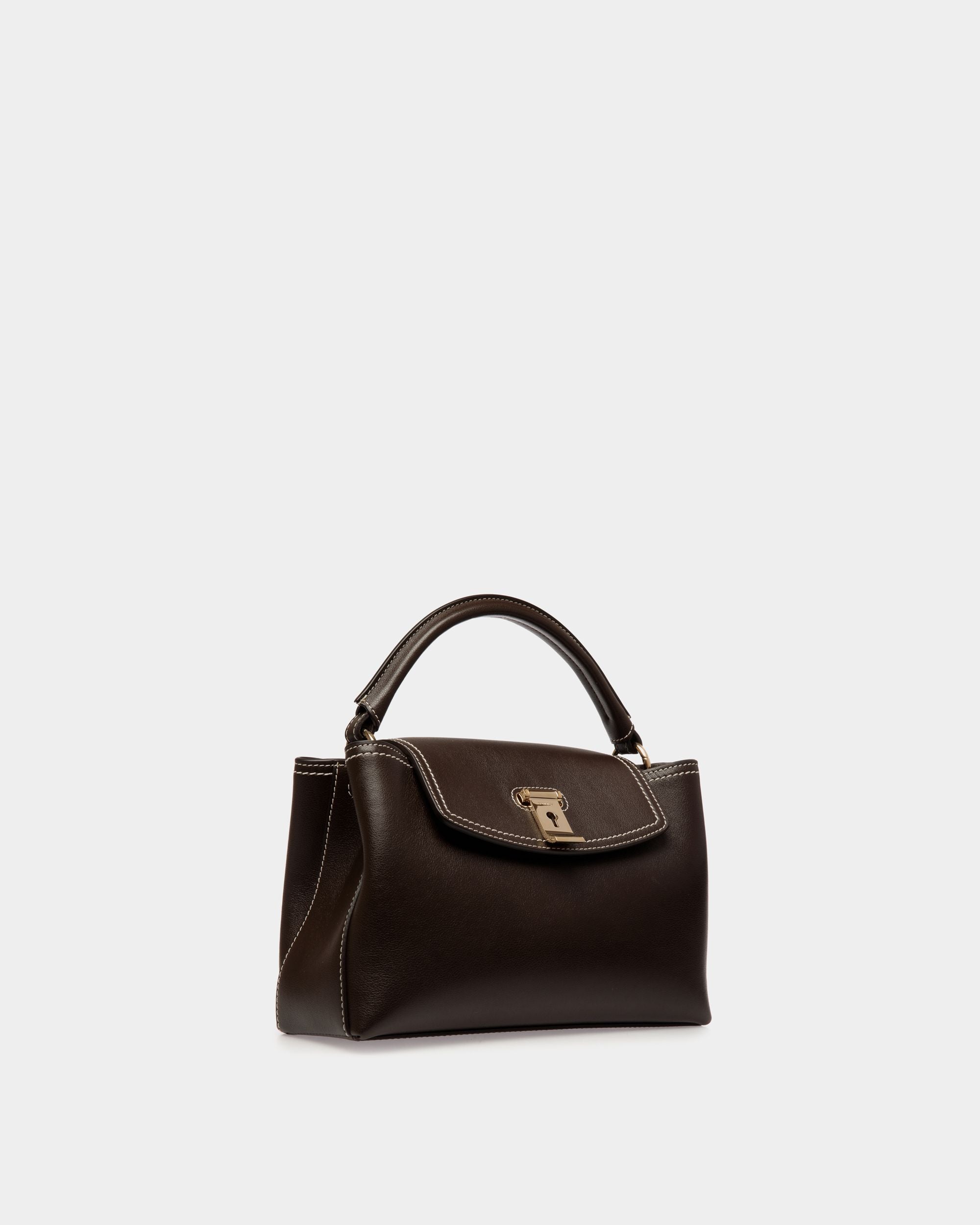 Borsa A Mano Piccola Lock Me In Pelle Ebano - Donna - Bally - 03