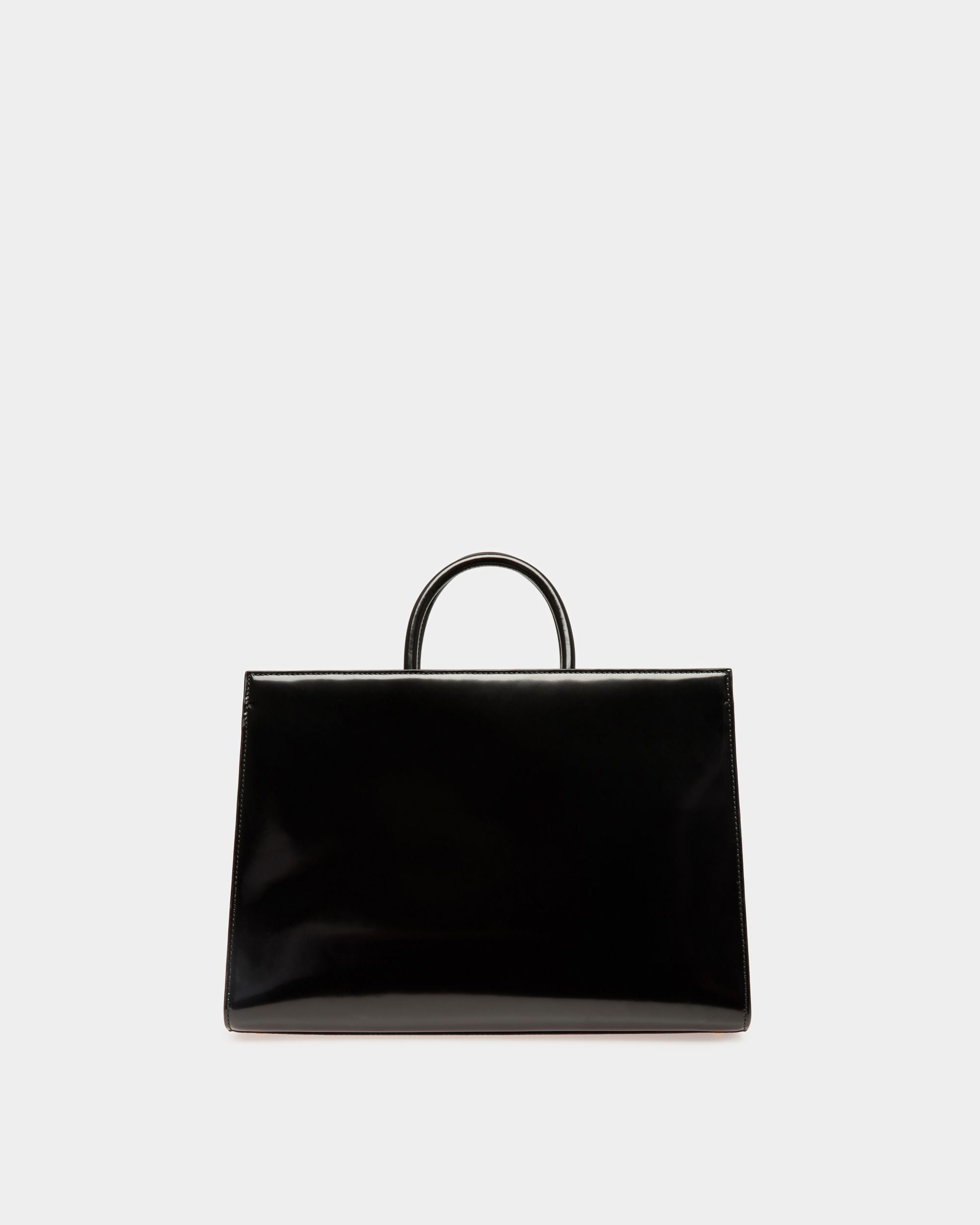 Emblem Tote Bag In Black Brushed Leather - Women's - Bally - 03