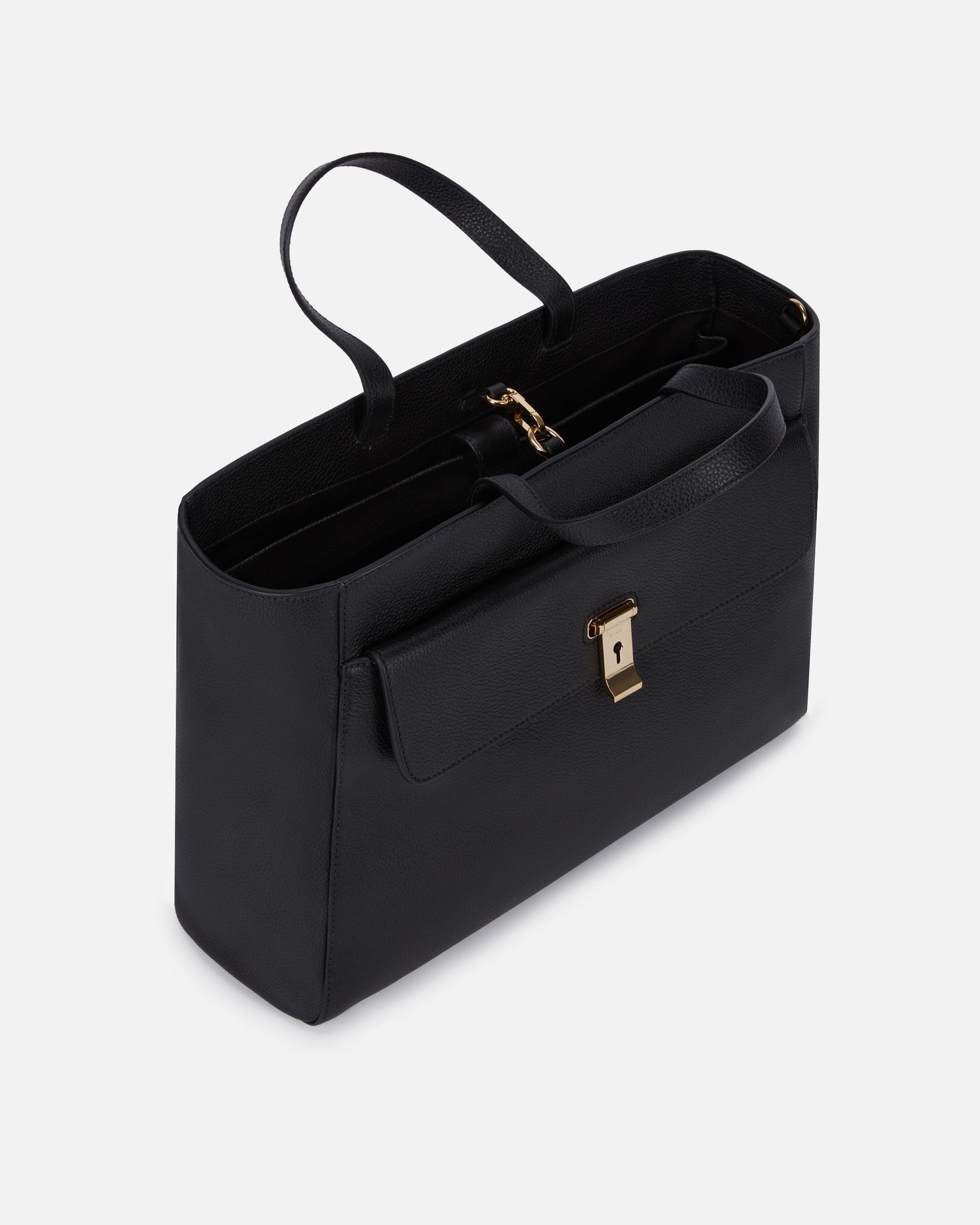 Sac Fourre-Tout Lock Me En Cuir Grainé Noir - Femme - Bally - 04